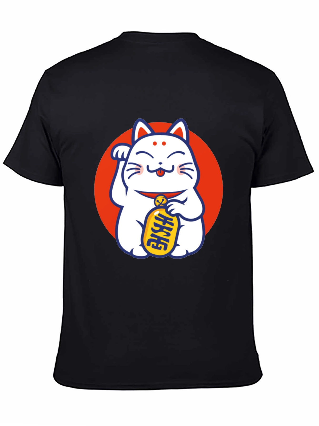 Lucky Cat Graphic T-Shirt - Black