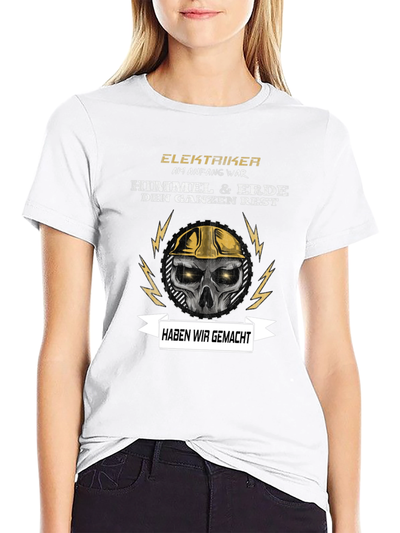 Electrician Skull Graphic T-Shirt - Funny Slogan