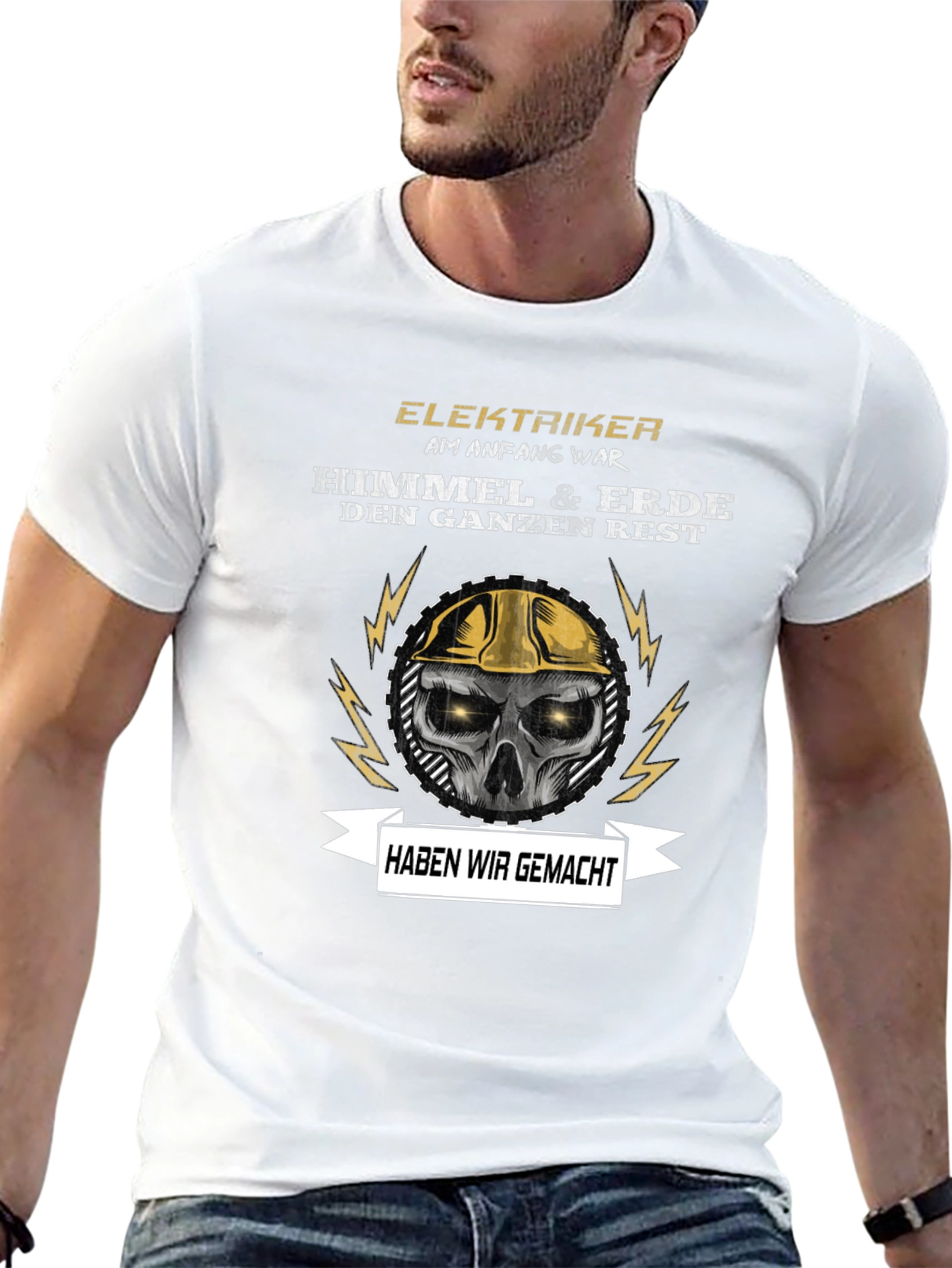 Electrician Skull Graphic T-Shirt - Funny Slogan