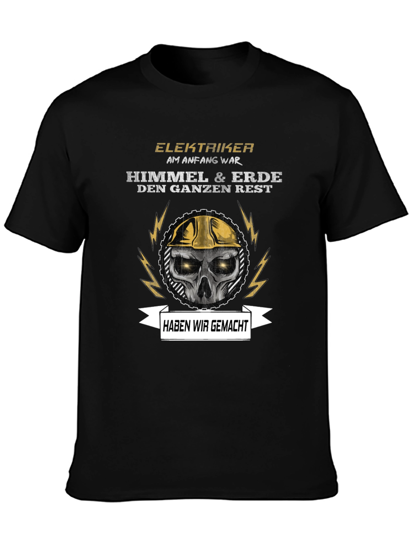 Electrician Skull Graphic T-Shirt - Funny Slogan