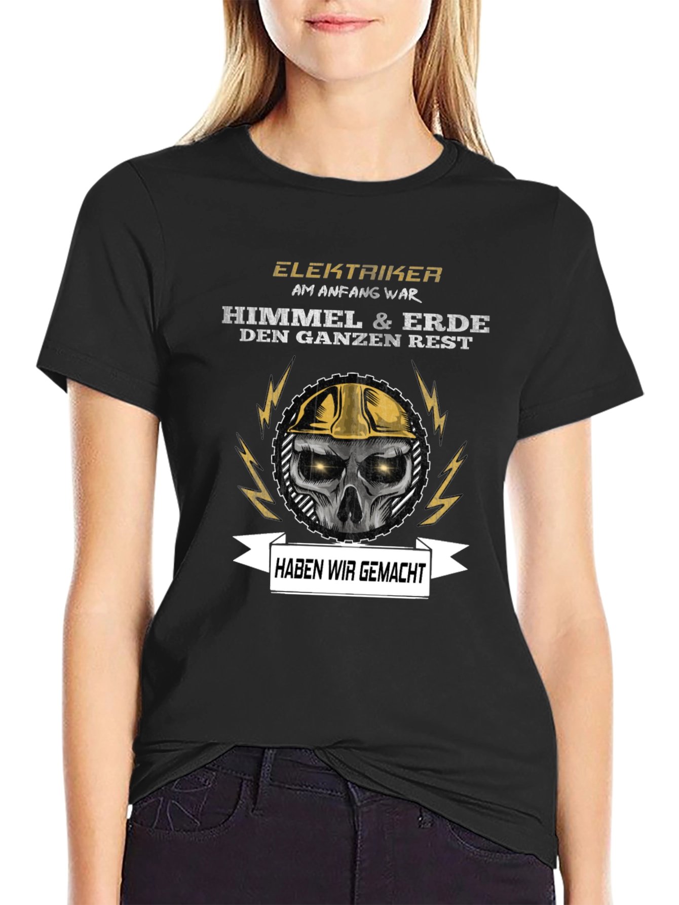 Electrician Skull Graphic T-Shirt - Funny Slogan