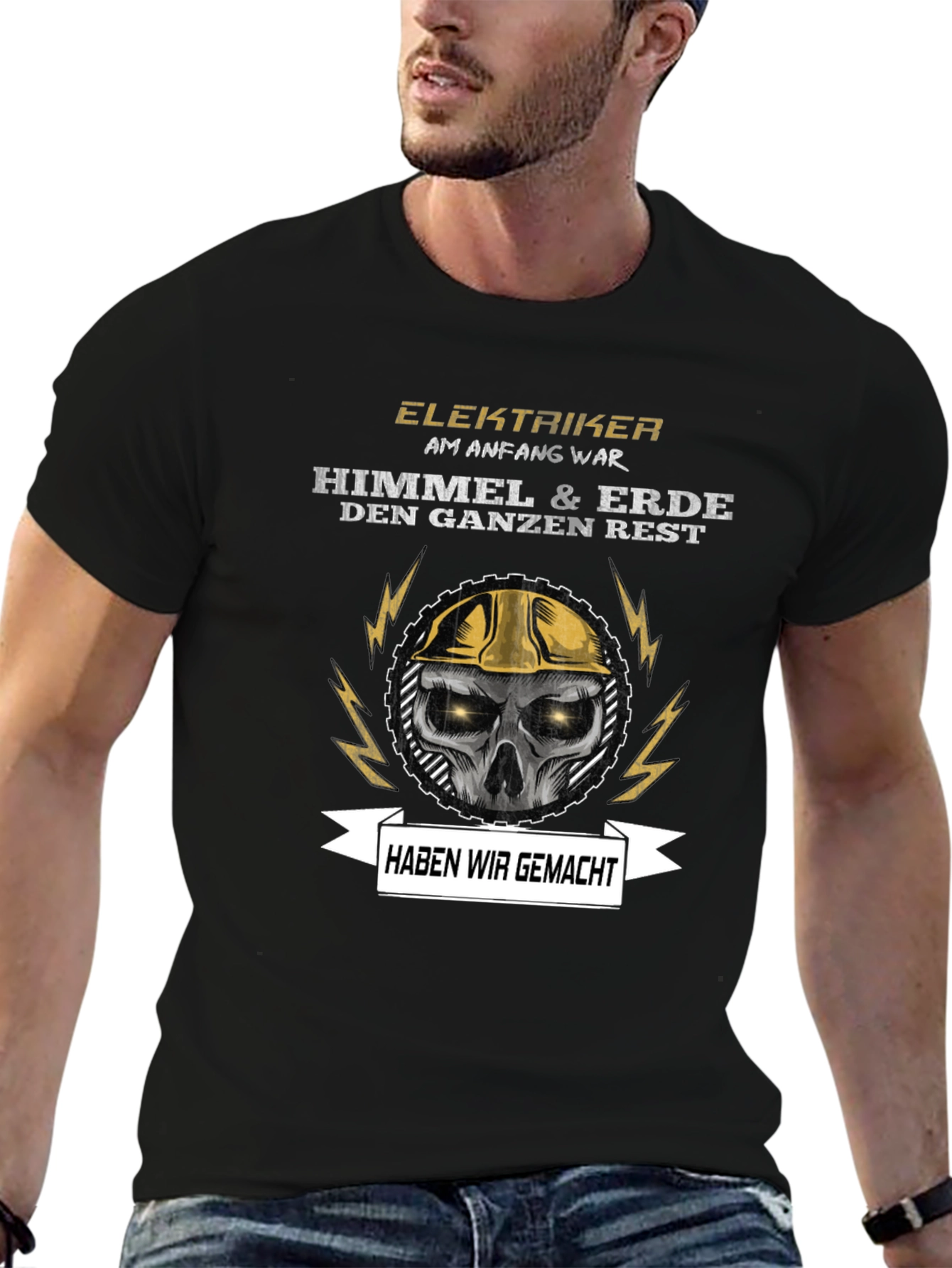 Electrician Skull Graphic T-Shirt - Funny Slogan
