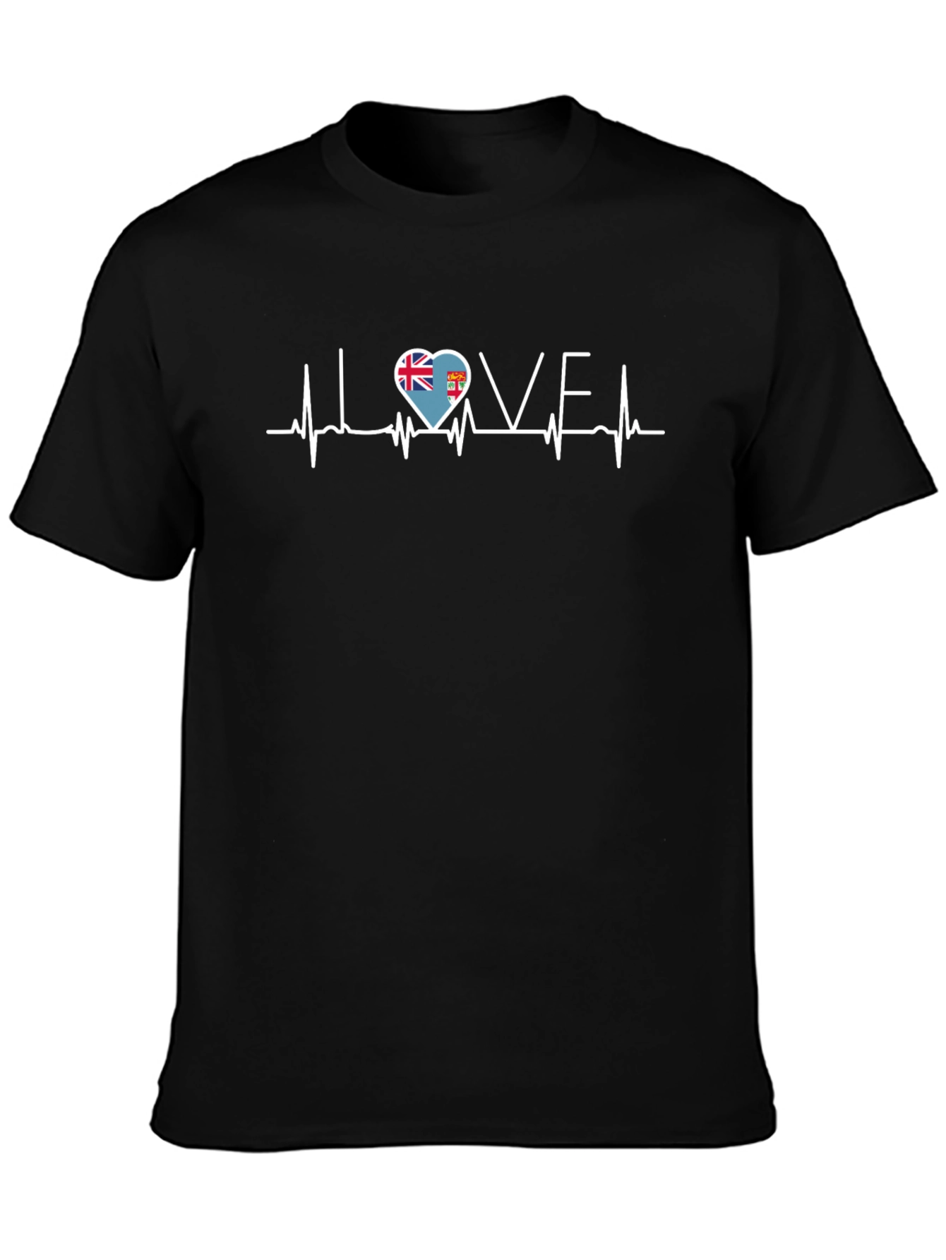 Fiji Flag Heartbeat Love Graphic T-Shirt