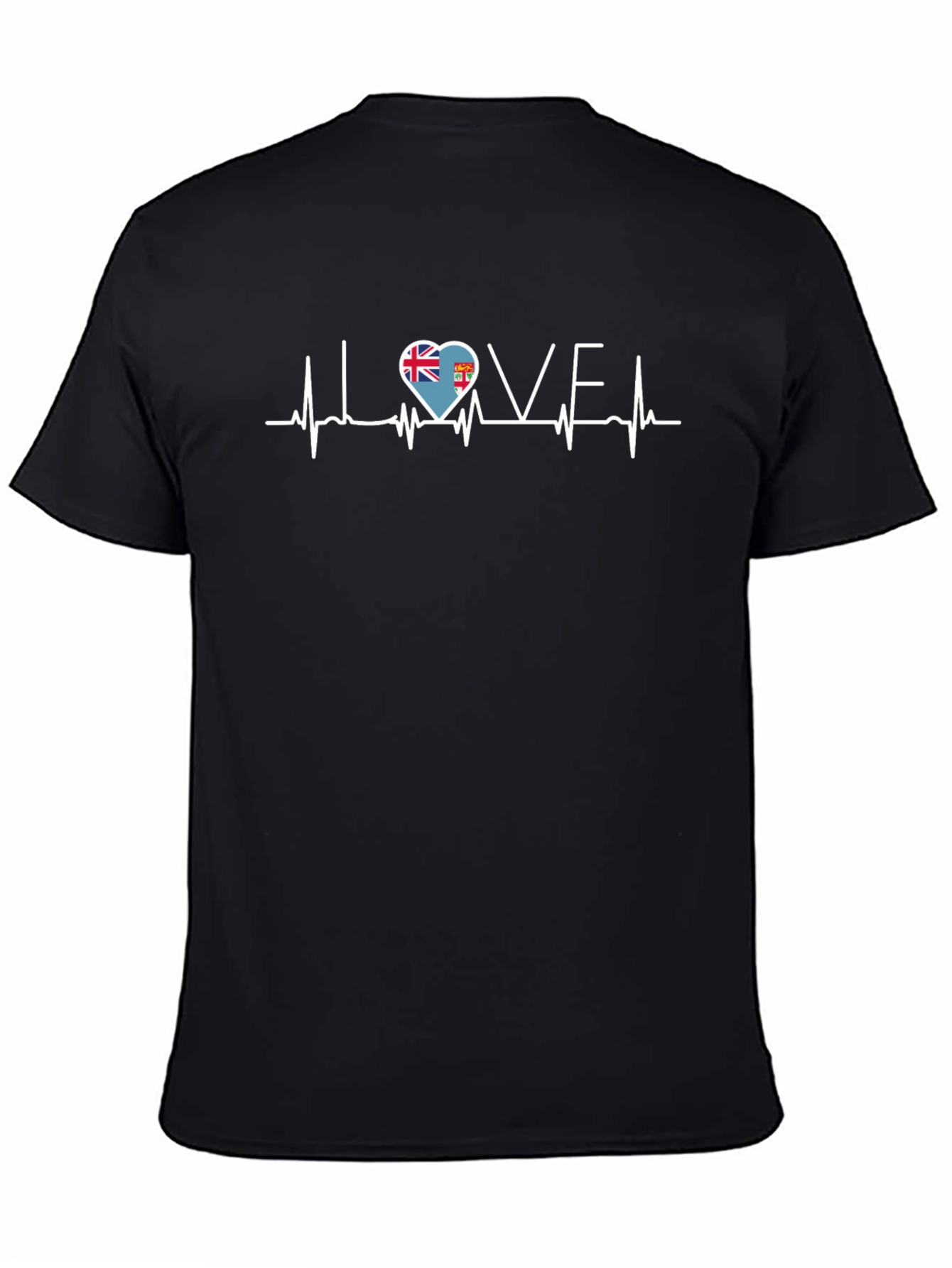 Fiji Flag Heartbeat Love Graphic T-Shirt