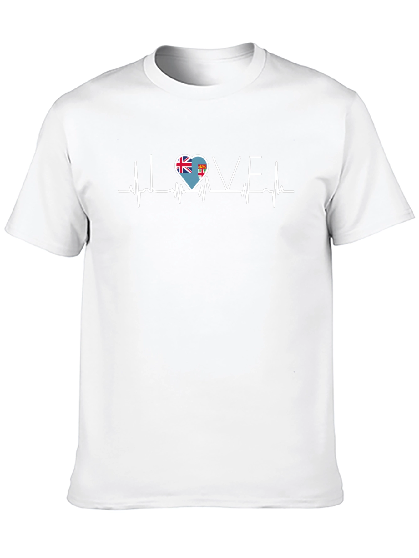 Fiji Flag Heartbeat Love Graphic T-Shirt
