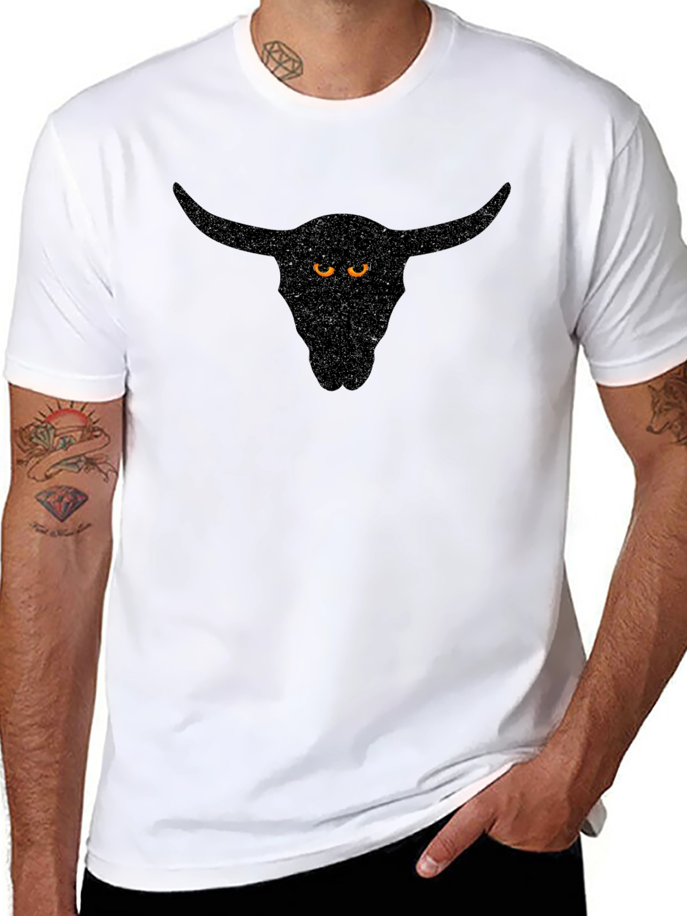 Bull Skull Graphic Black T-Shirt