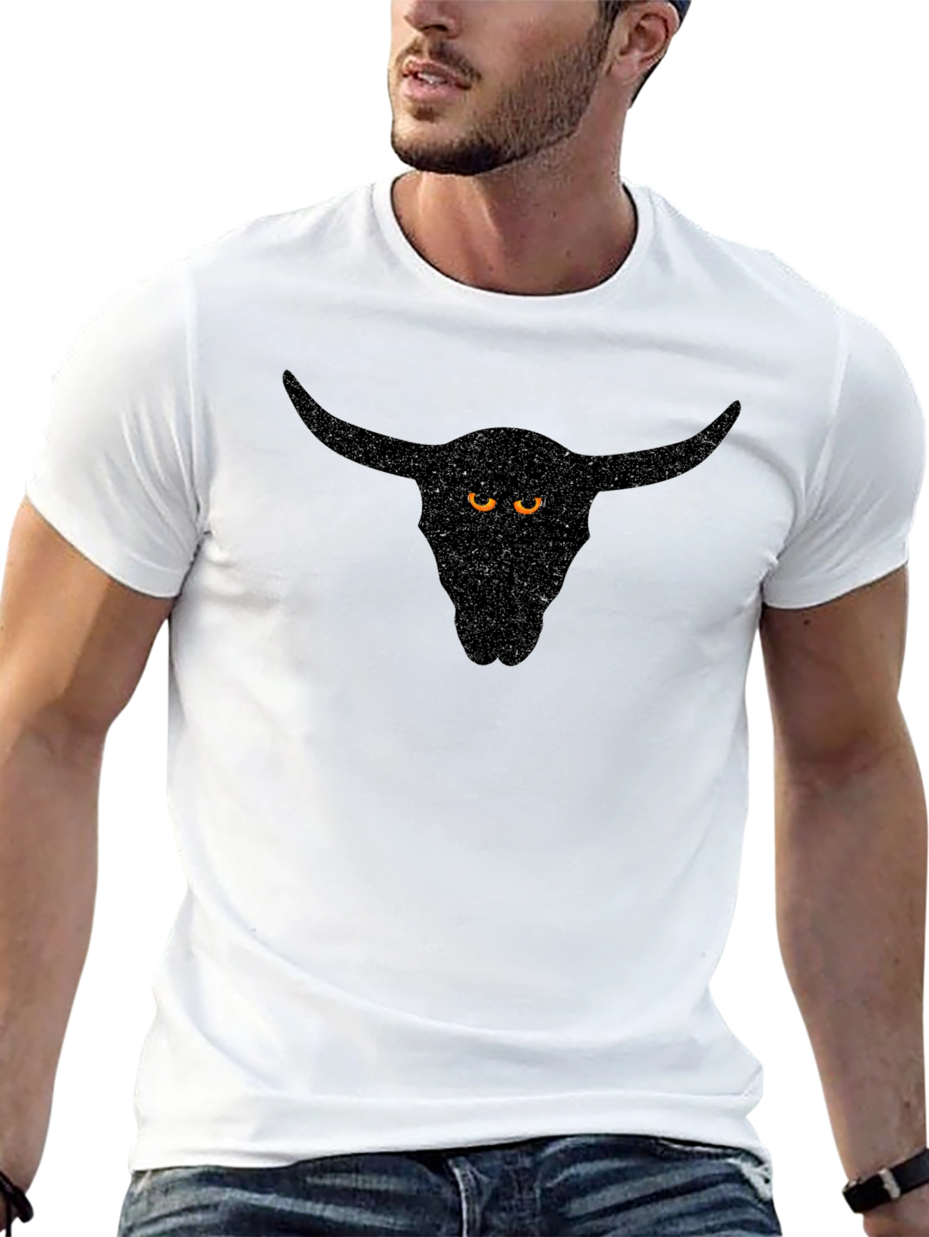 Bull Skull Graphic Black T-Shirt