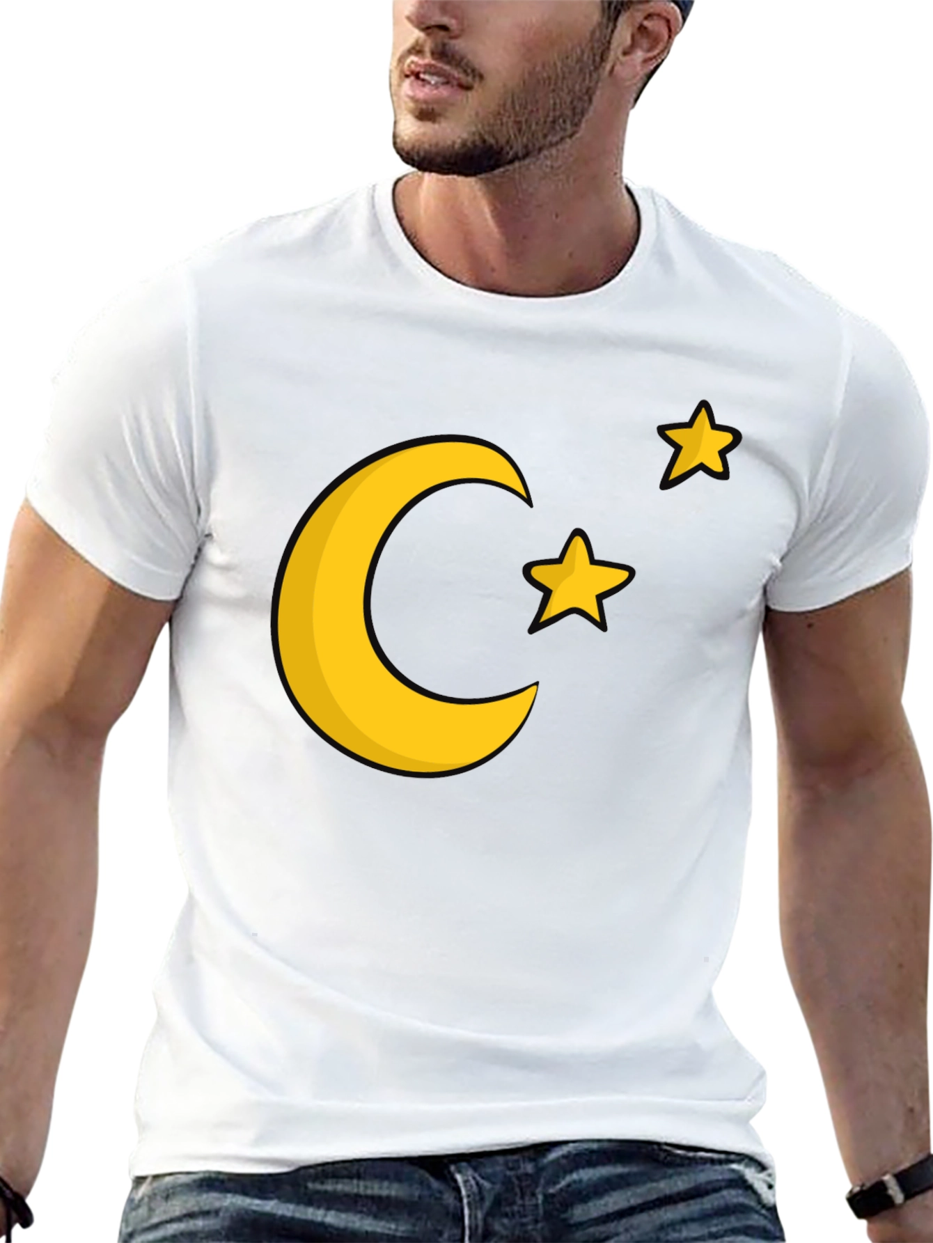 Moon & Stars Graphic Tee - Black Cotton Blend