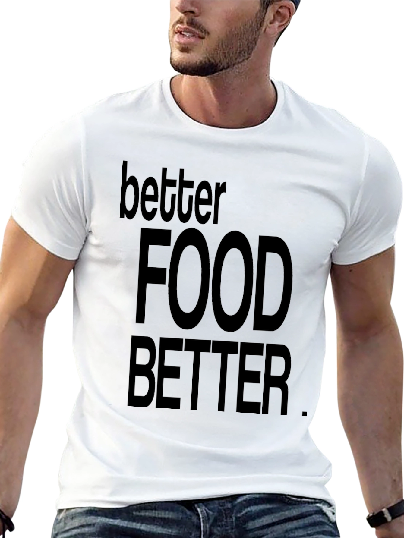 Better Food Better Black Graphic T-Shirt
