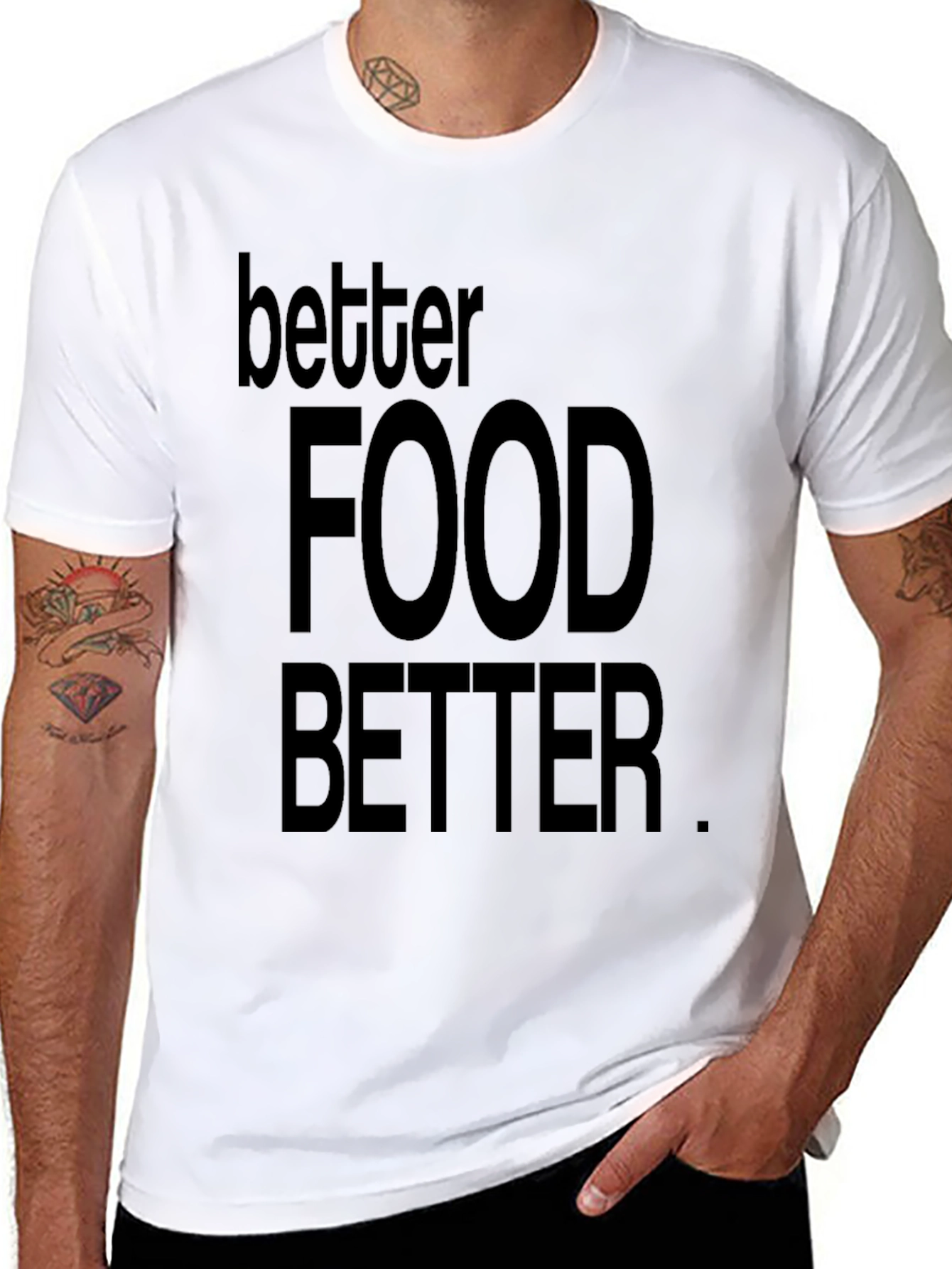 Better Food Better Black Graphic T-Shirt
