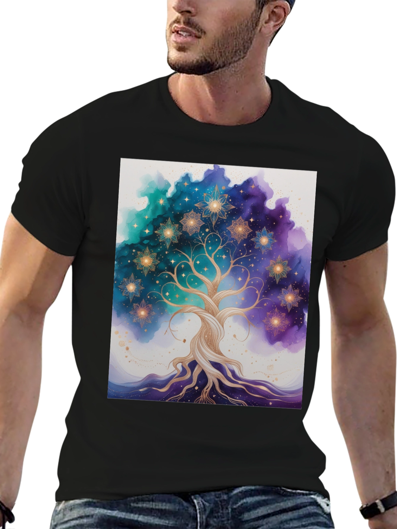 Celestial Tree Graphic Tee - Cosmic Style