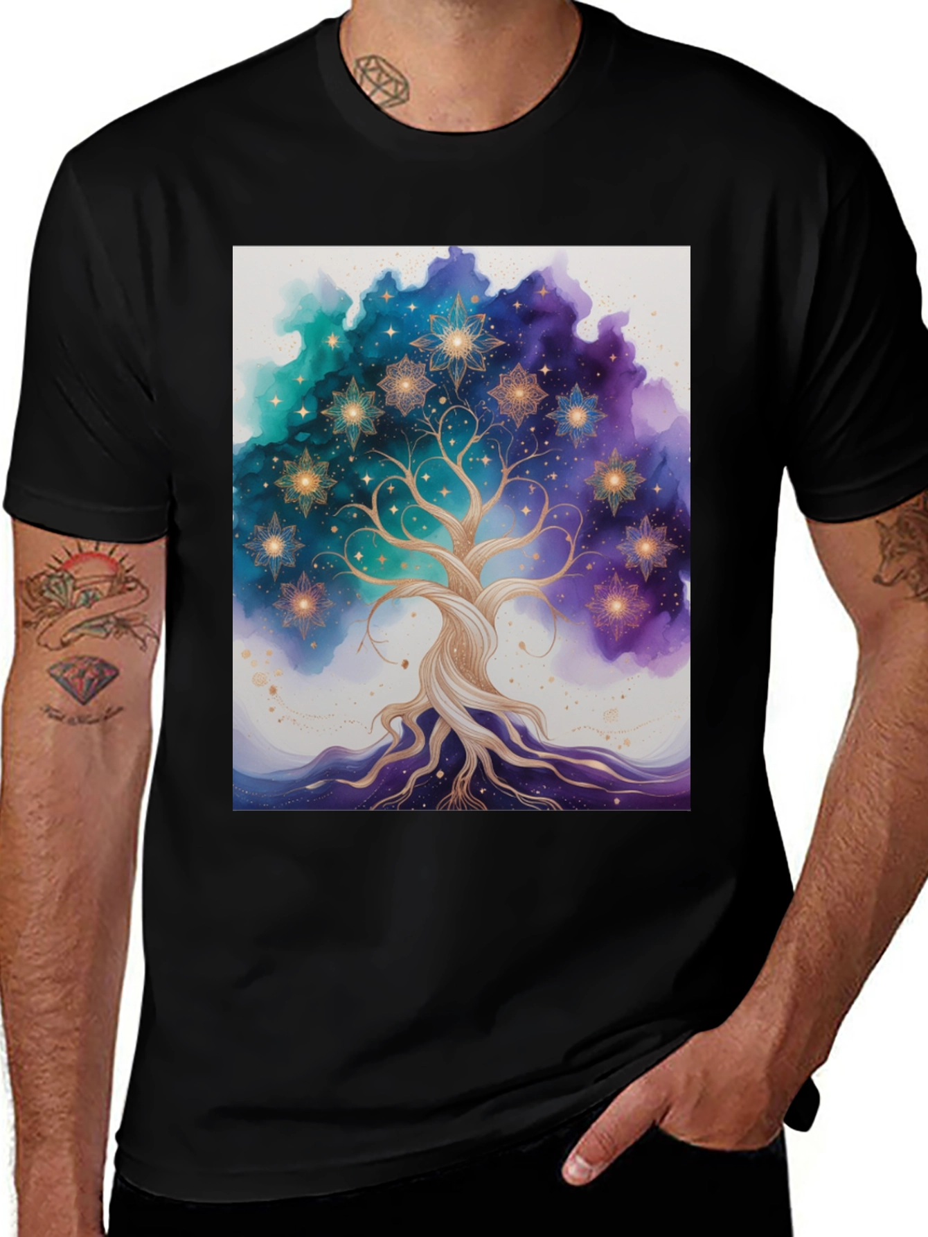 Celestial Tree Graphic Tee - Cosmic Style