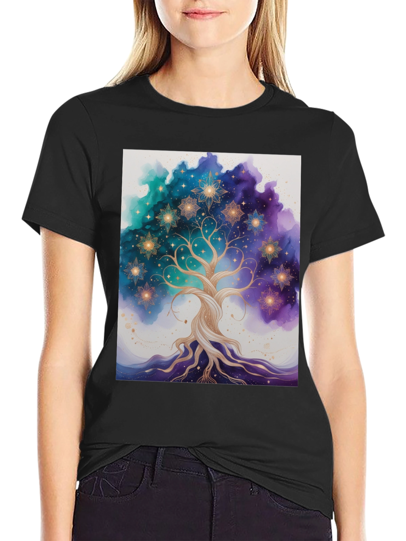 Celestial Tree Graphic Tee - Cosmic Style