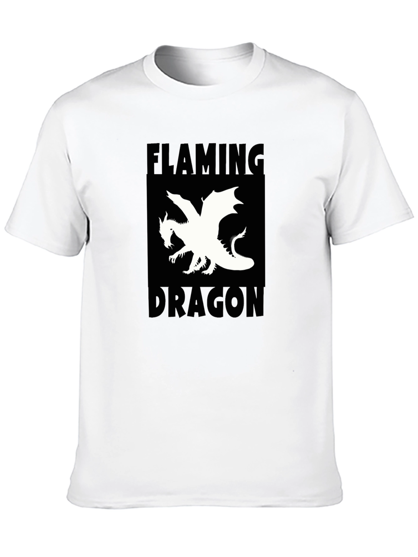 Flaming Dragon Graphic Tee - Black Cotton T-Shirt