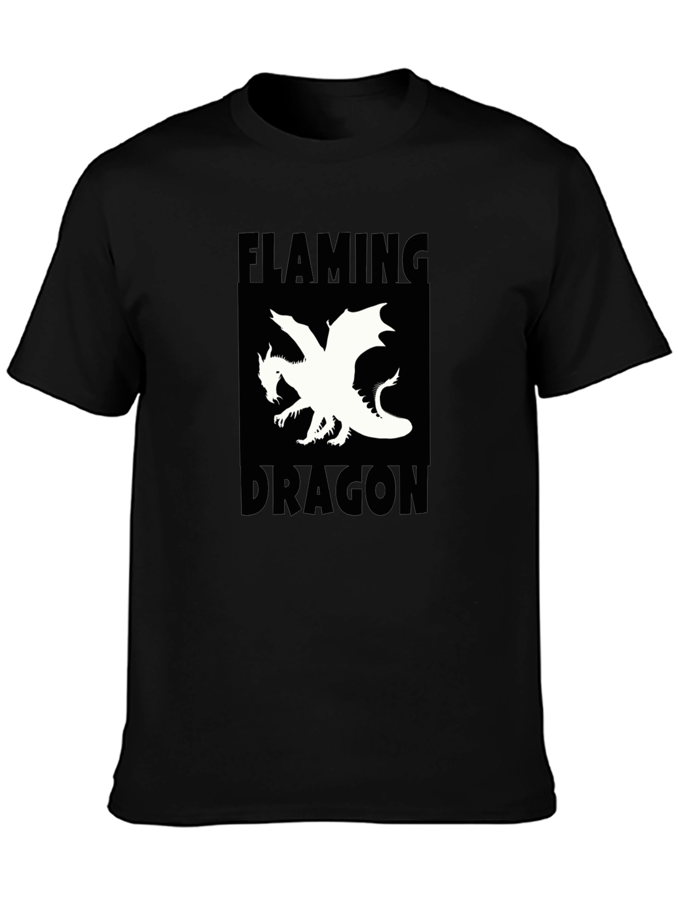 Flaming Dragon Graphic Tee - Black Cotton T-Shirt