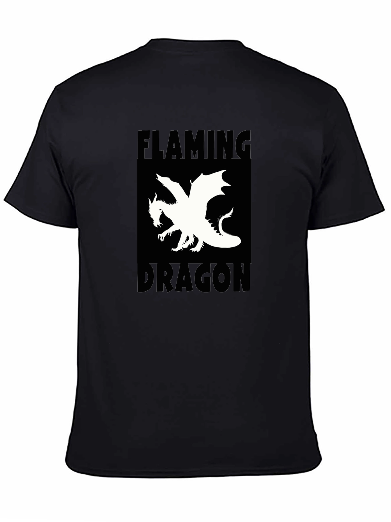 Flaming Dragon Graphic Tee - Black Cotton T-Shirt