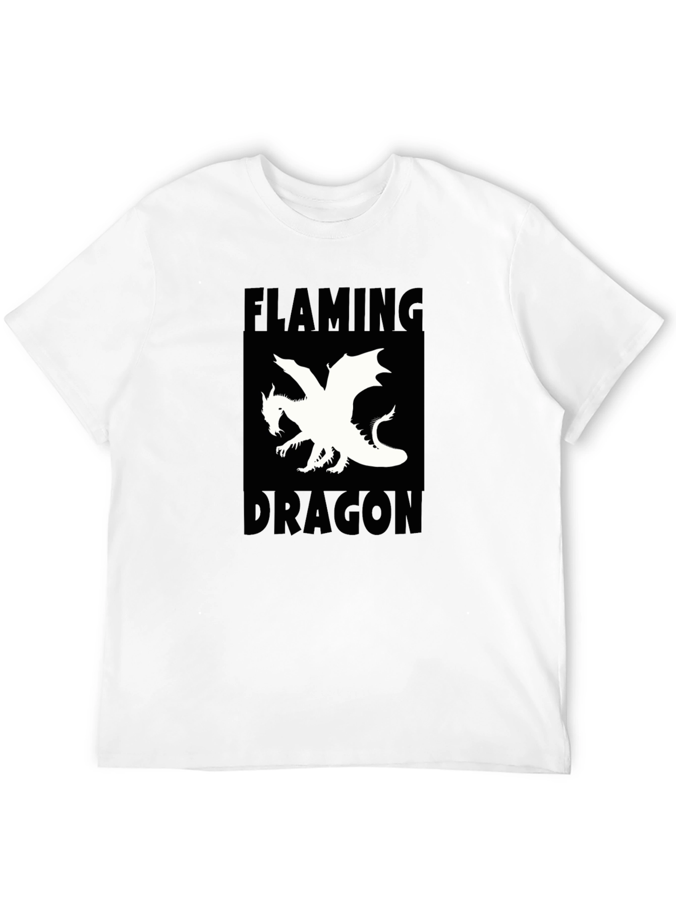 Flaming Dragon Graphic Tee - Black Cotton T-Shirt