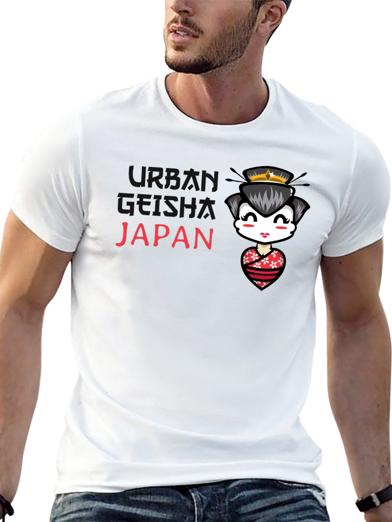 Japan Geisha Graphic Black Tee
