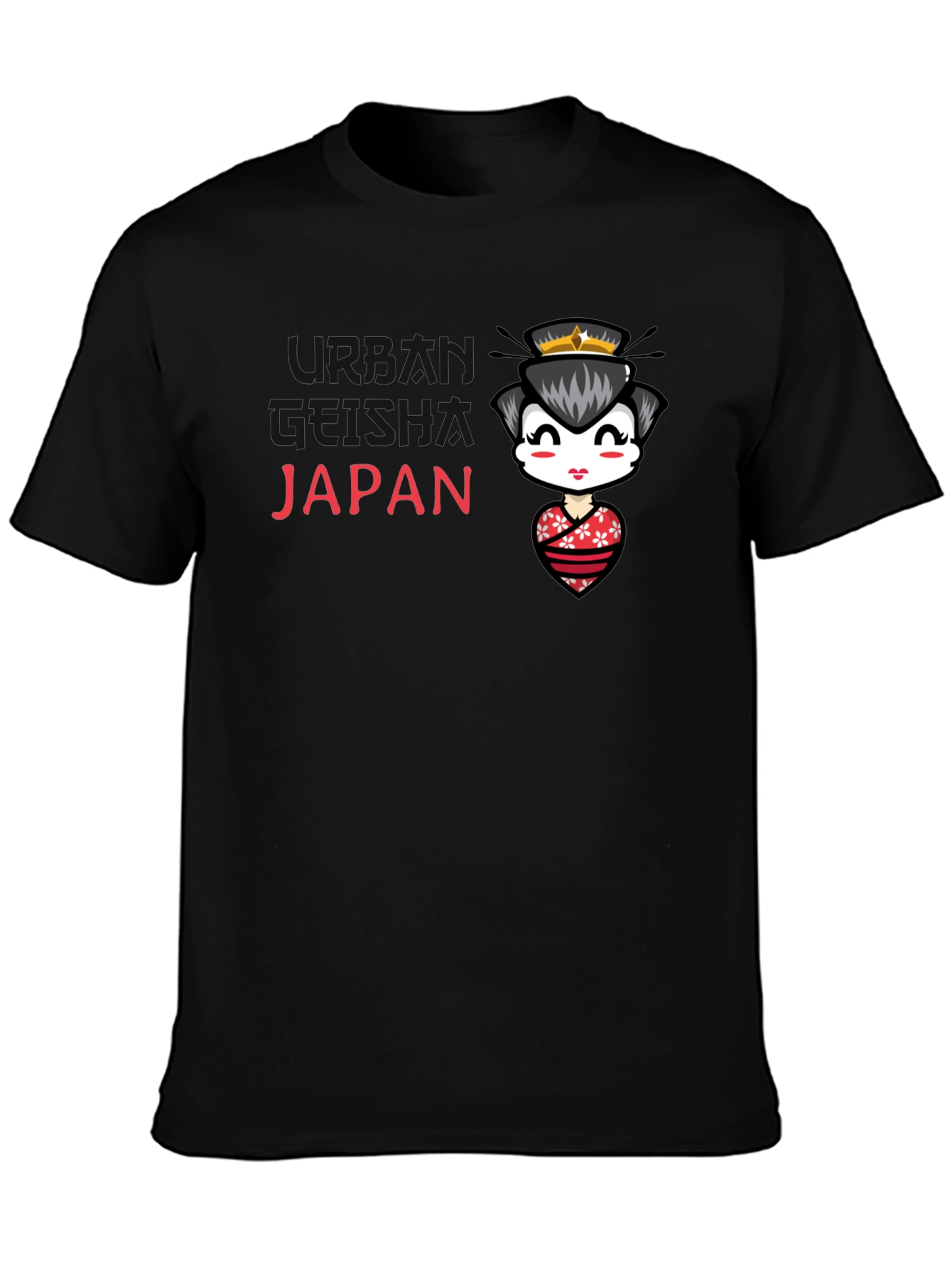 Japan Geisha Graphic Black Tee