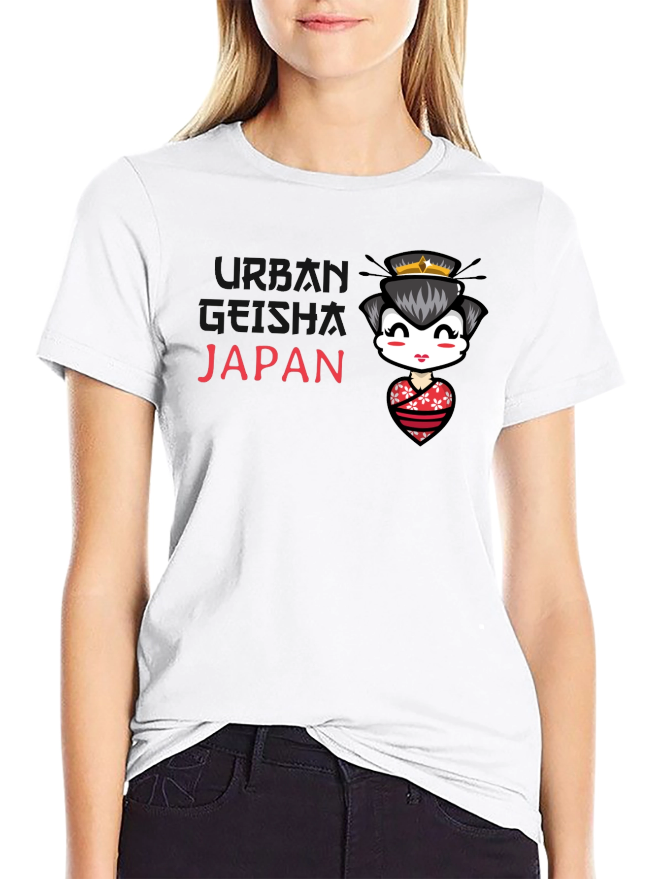 Japan Geisha Graphic Black Tee