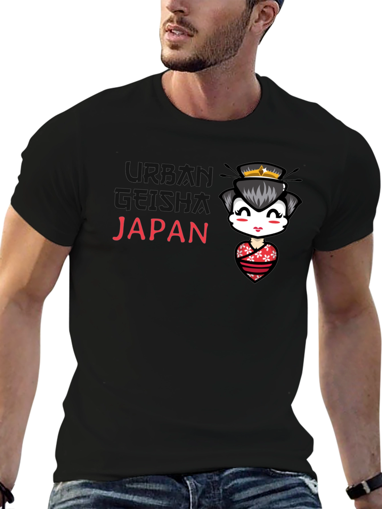 Japan Geisha Graphic Black Tee