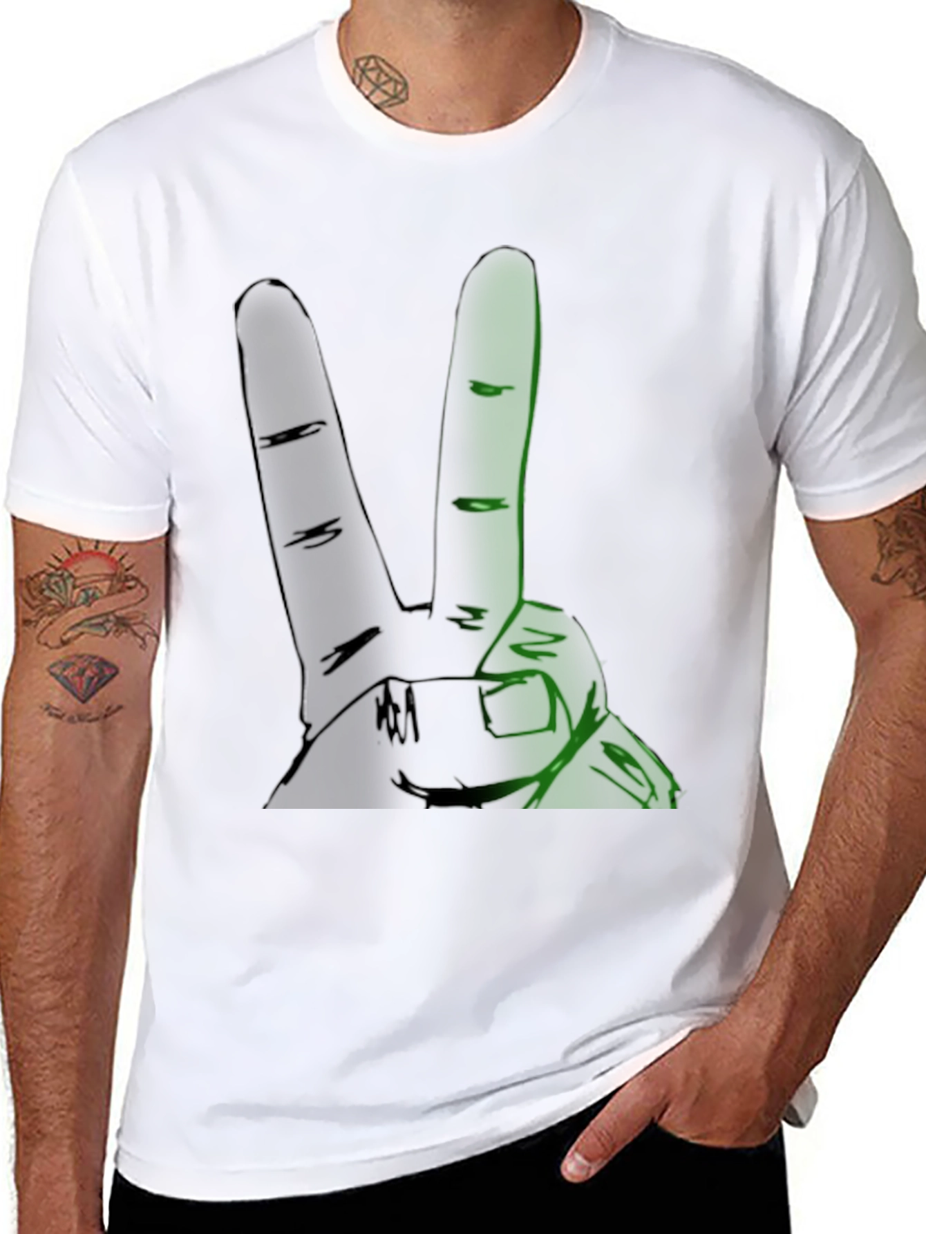 Cool Graphic Peace Sign Mens Black T-Shirt