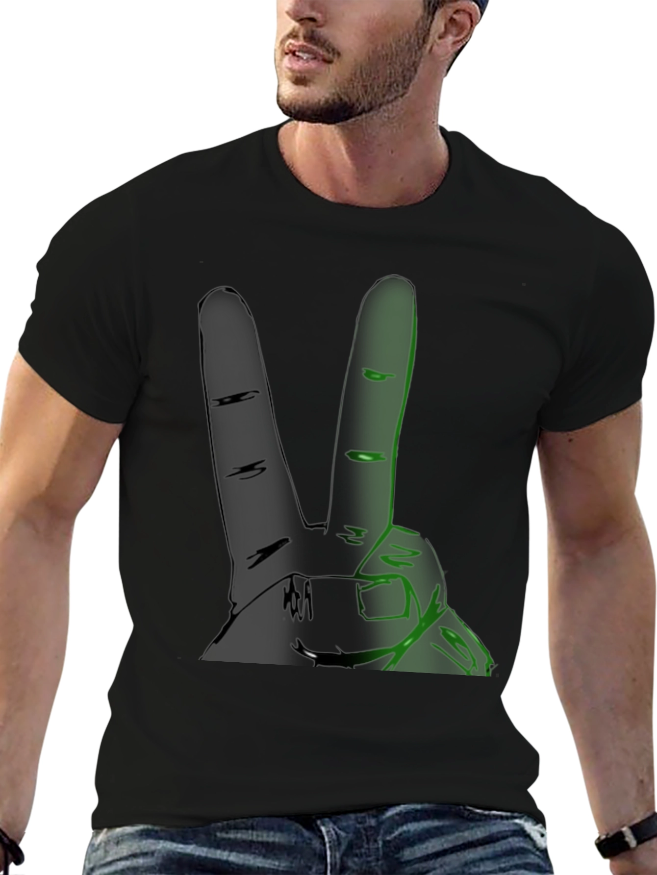 Cool Graphic Peace Sign Mens Black T-Shirt