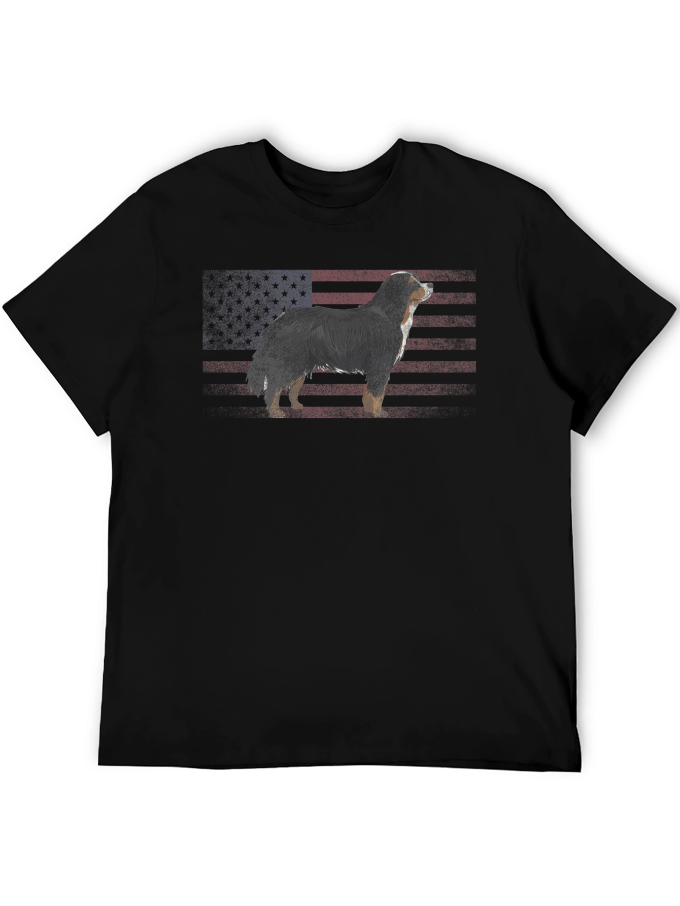 American Flag Dog Graphic T-Shirt