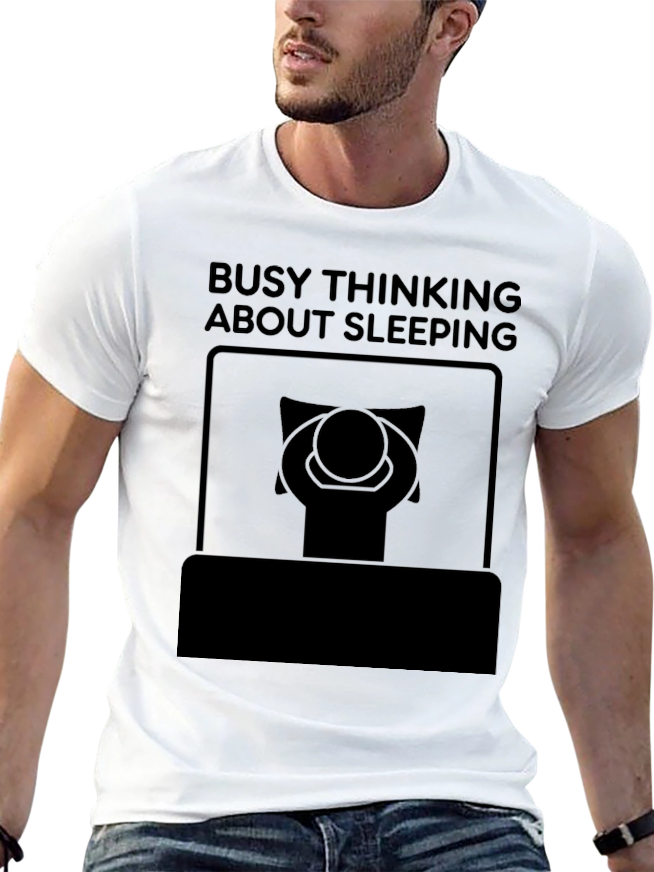 Busy Thinking About Sleeping Black Graphic Tee