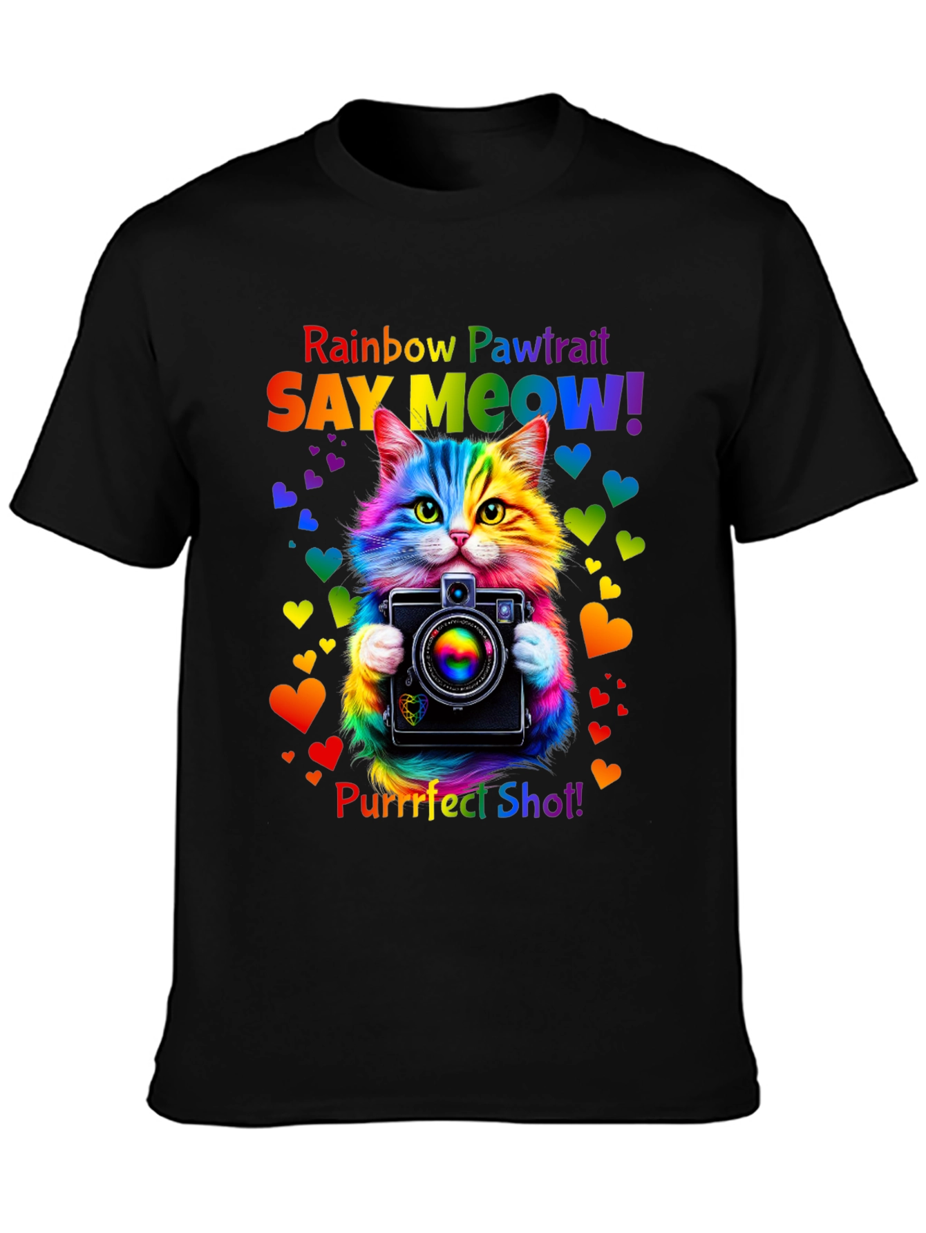 Rainbow Pawtrait Cat T-Shirt