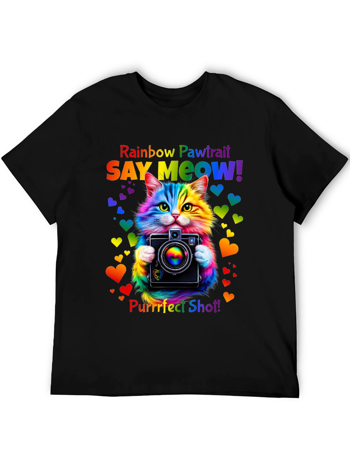 Rainbow Pawtrait Cat T-Shirt
