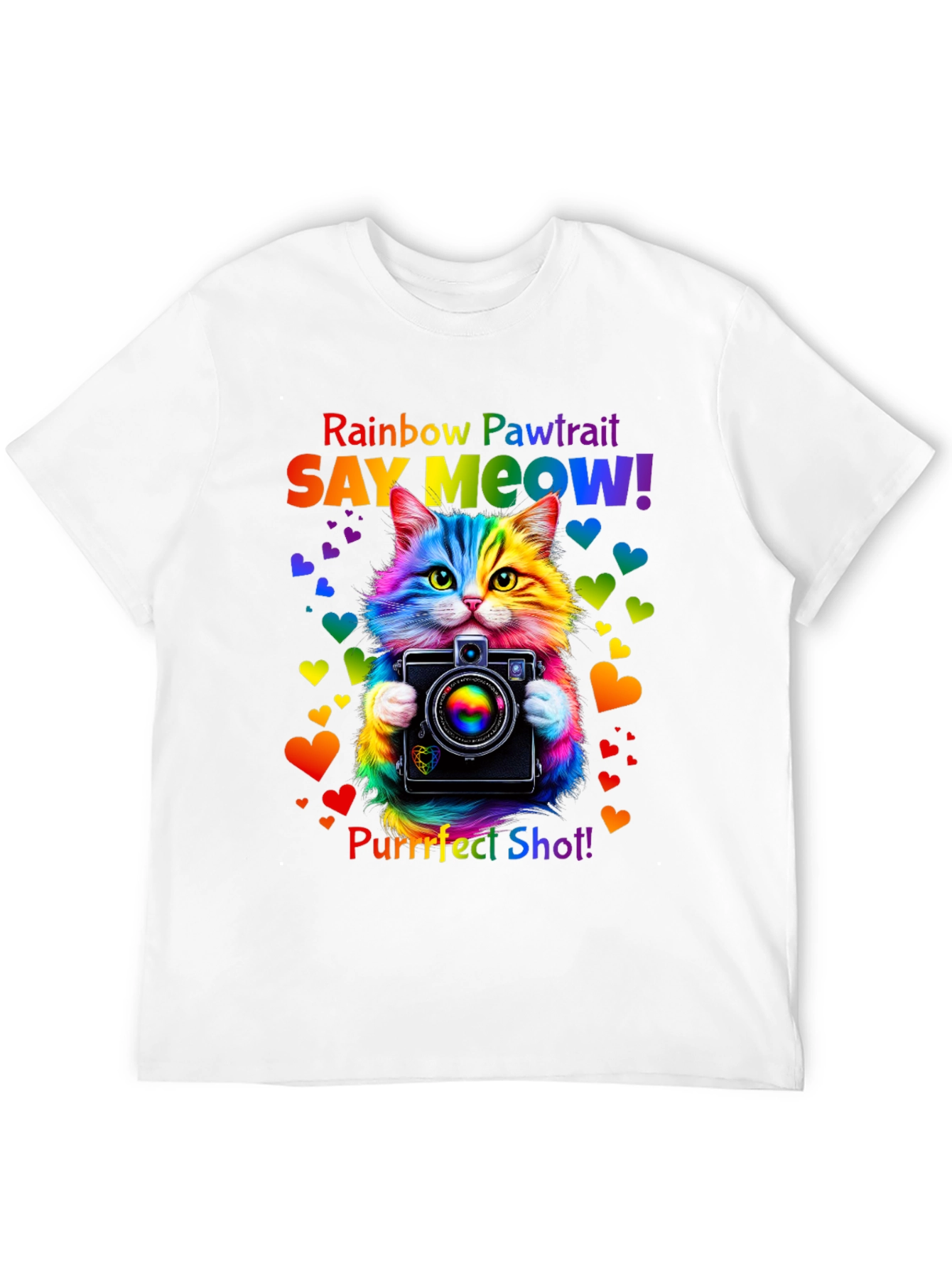 Rainbow Pawtrait Cat T-Shirt