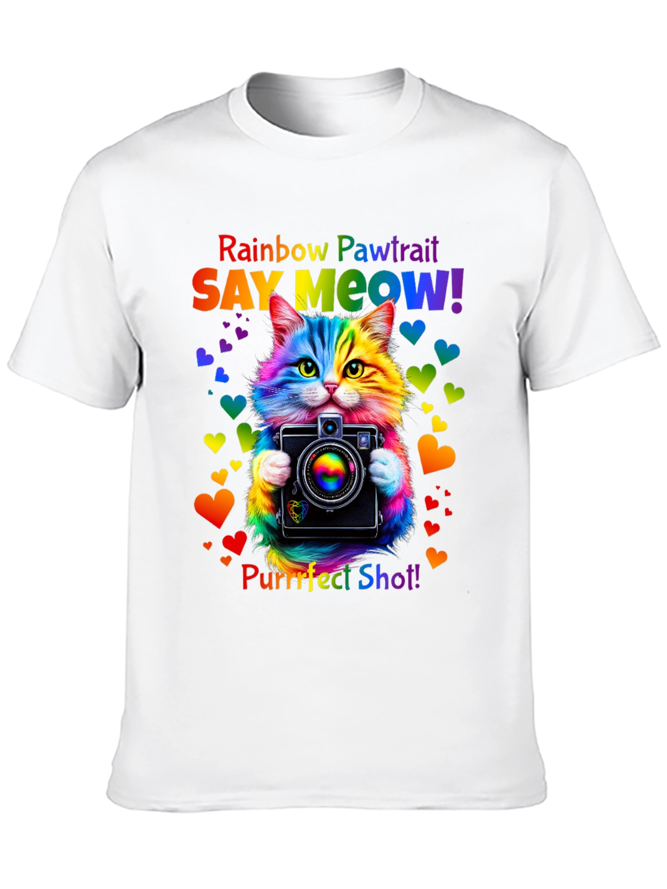 Rainbow Pawtrait Cat T-Shirt
