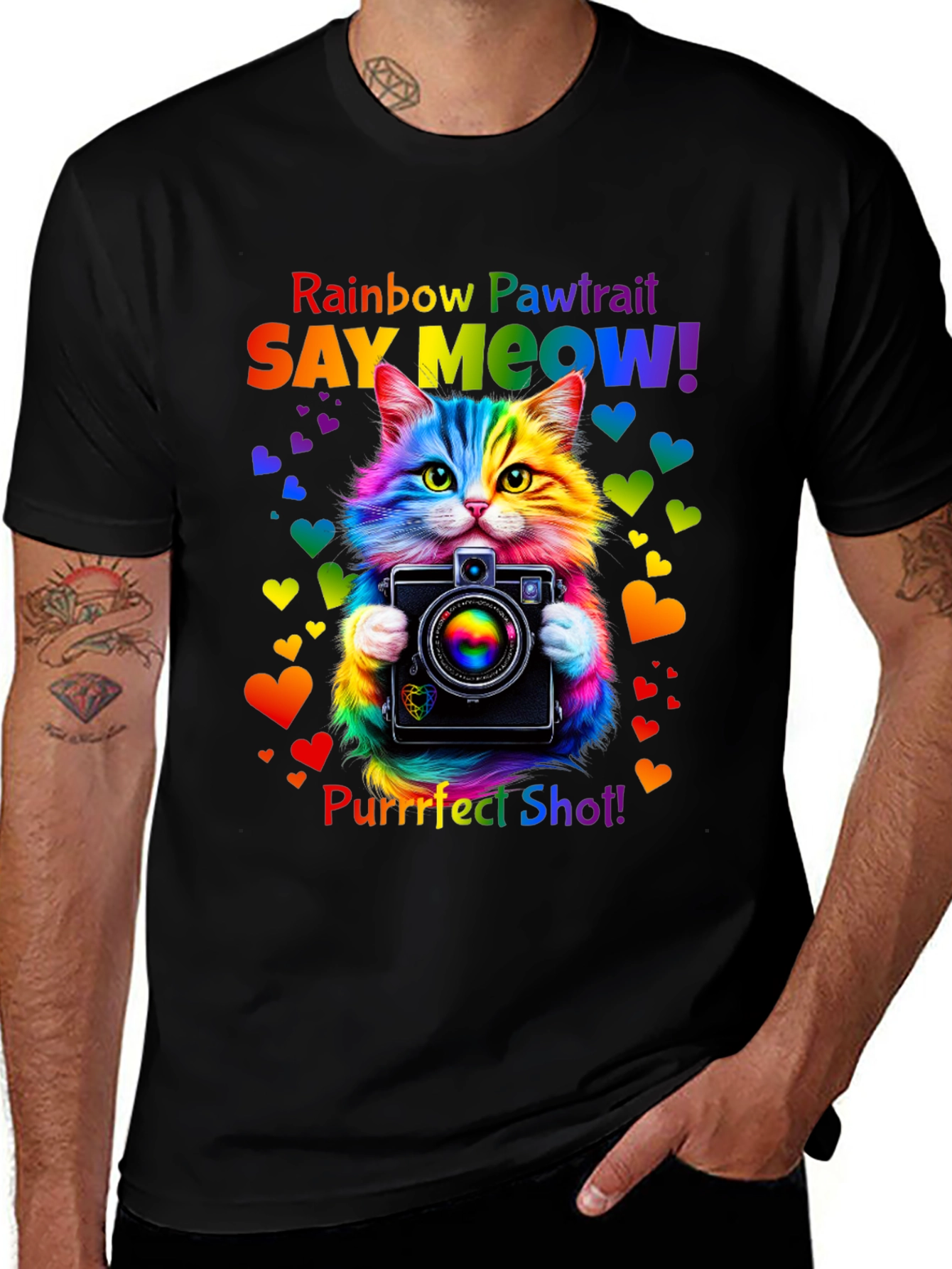Rainbow Pawtrait Cat T-Shirt