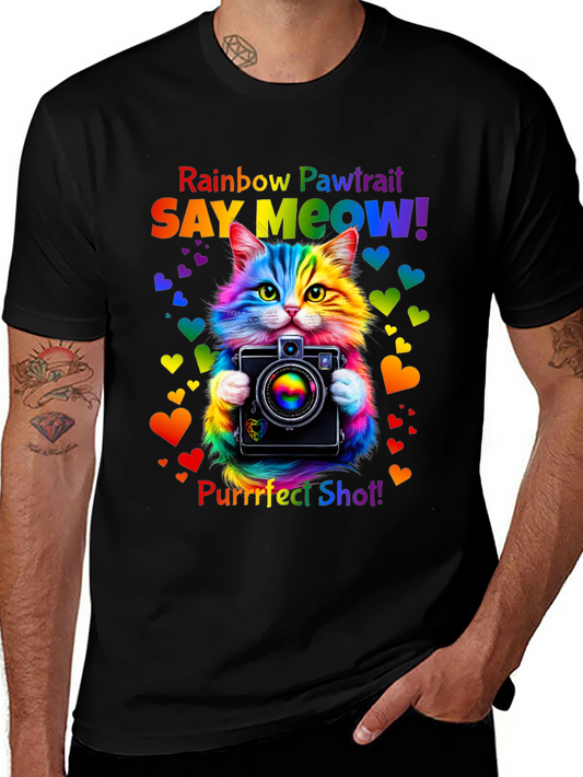 Rainbow Pawtrait Cat T-Shirt