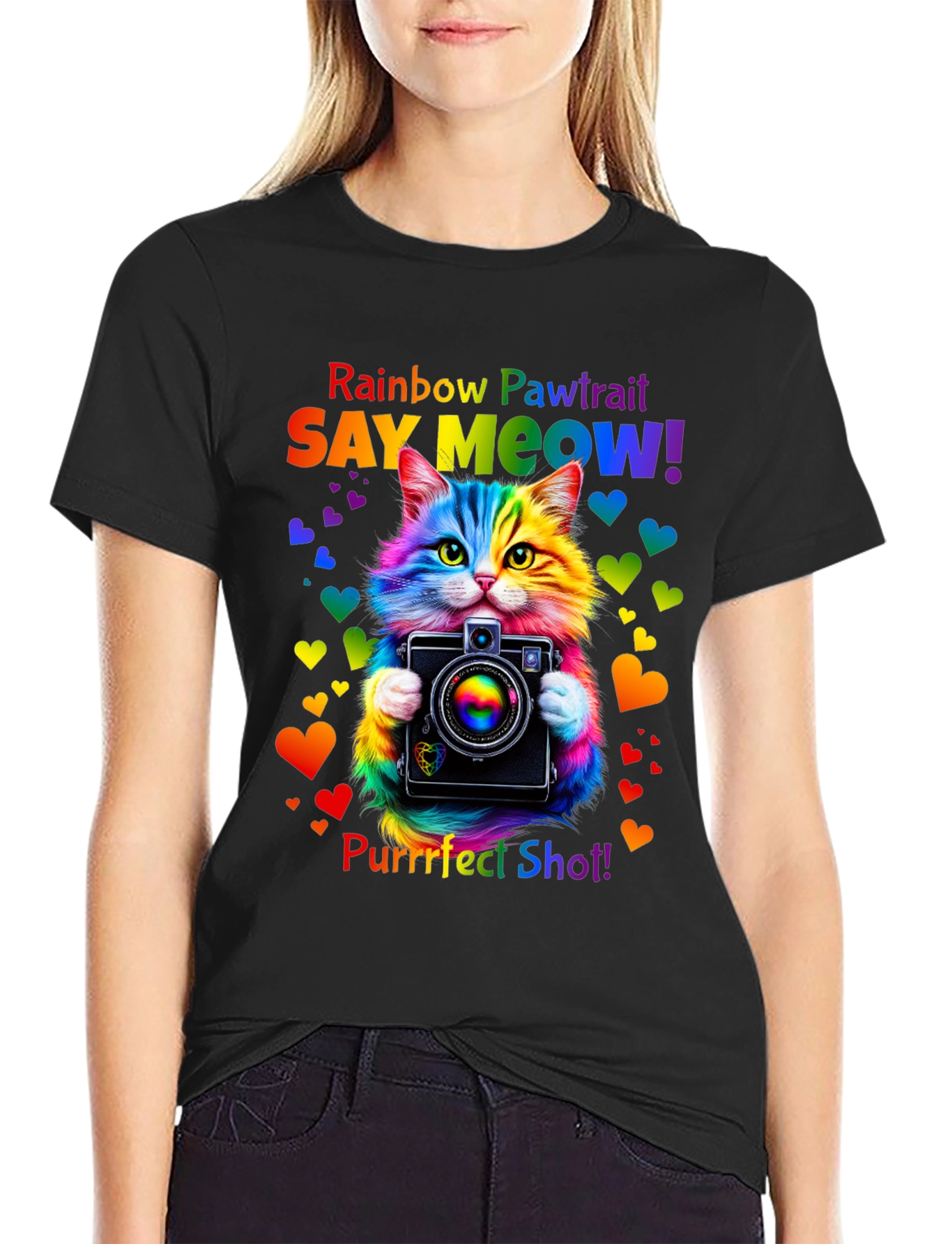 Rainbow Pawtrait Cat T-Shirt