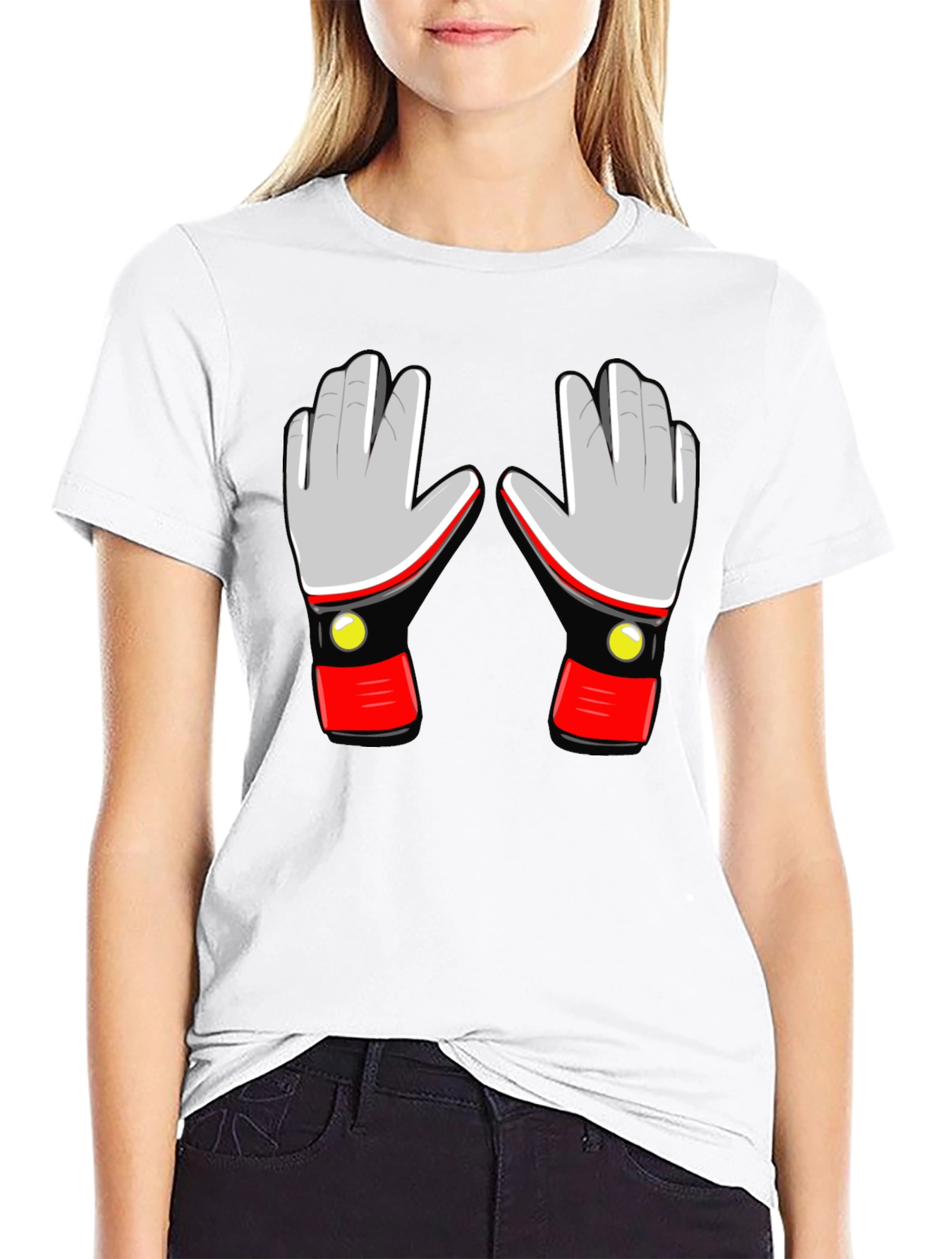 Retro Robot Gloves Graphic T-Shirt - Black