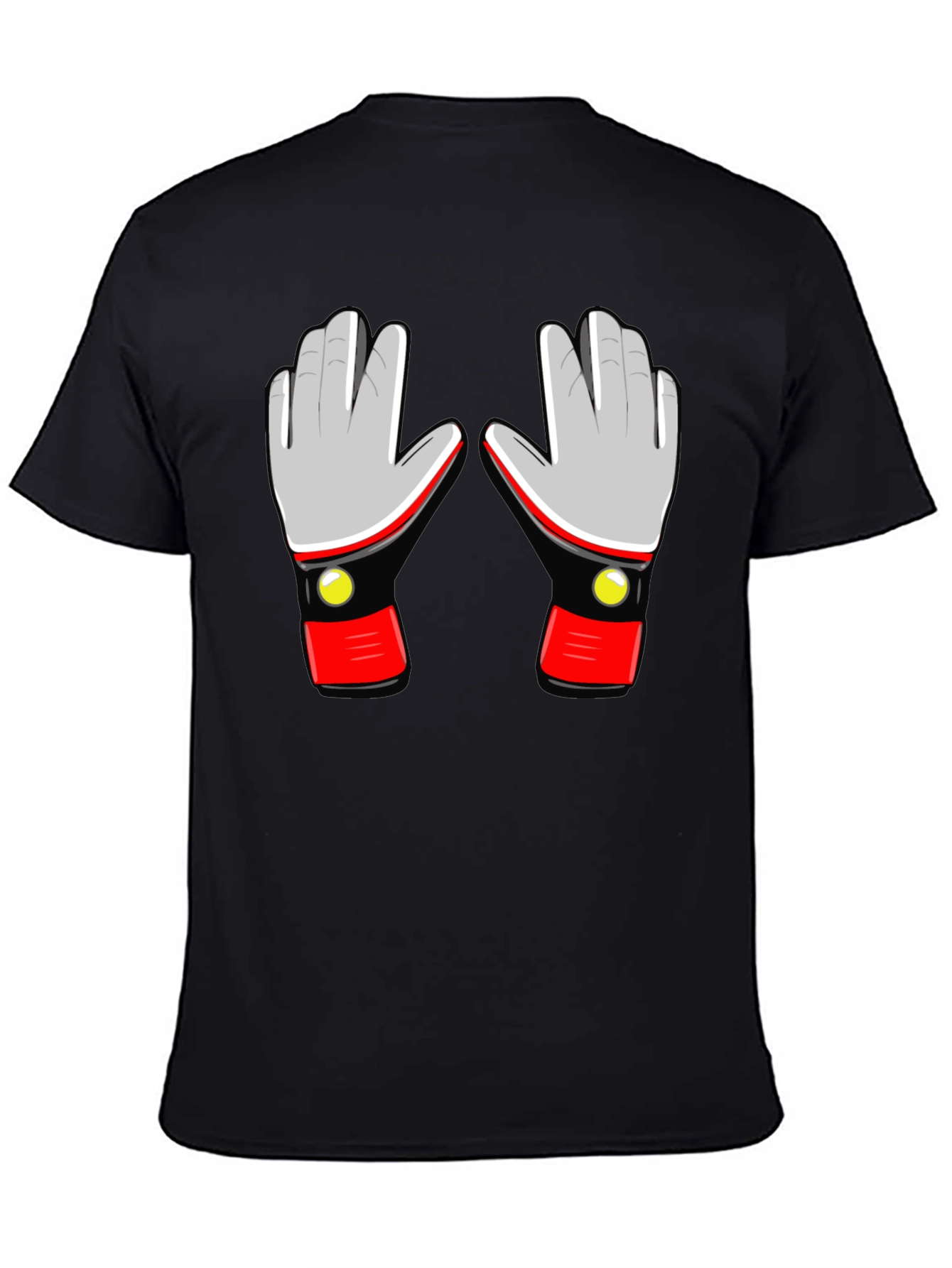 Retro Robot Gloves Graphic T-Shirt - Black