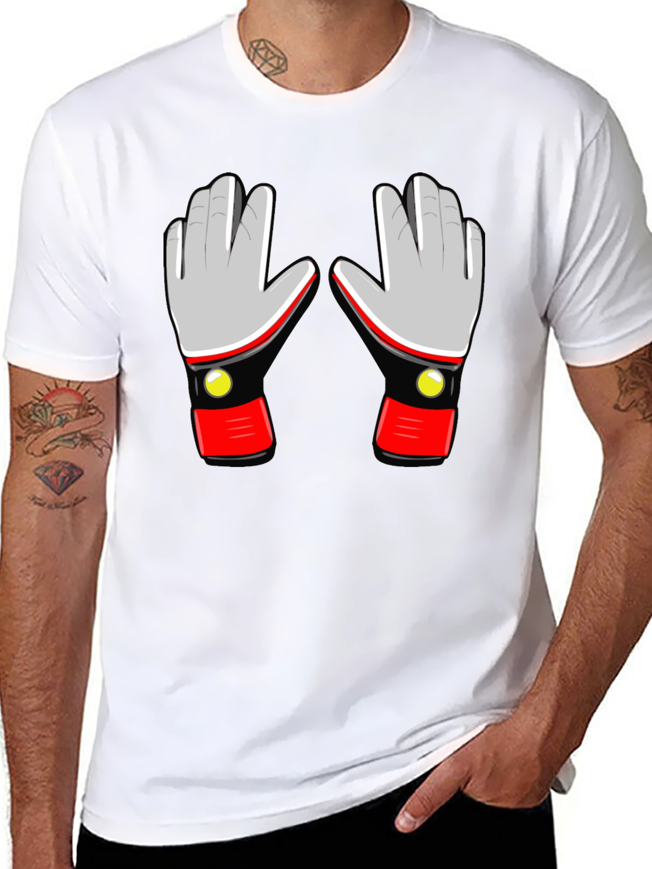 Retro Robot Gloves Graphic T-Shirt - Black