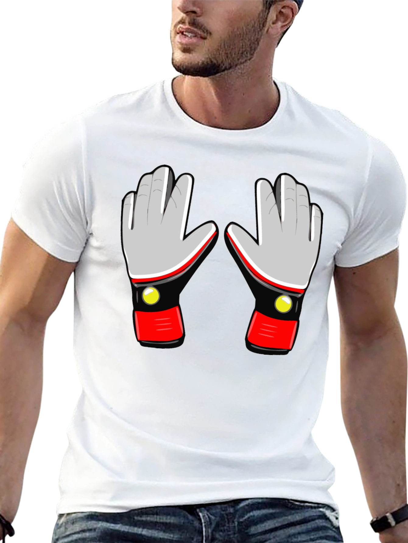 Retro Robot Gloves Graphic T-Shirt - Black