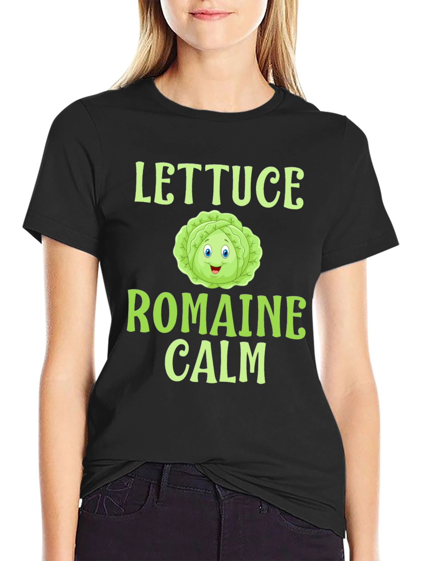 Lettuce Romaine Calm T-Shirt - Funny Food Pun Tee