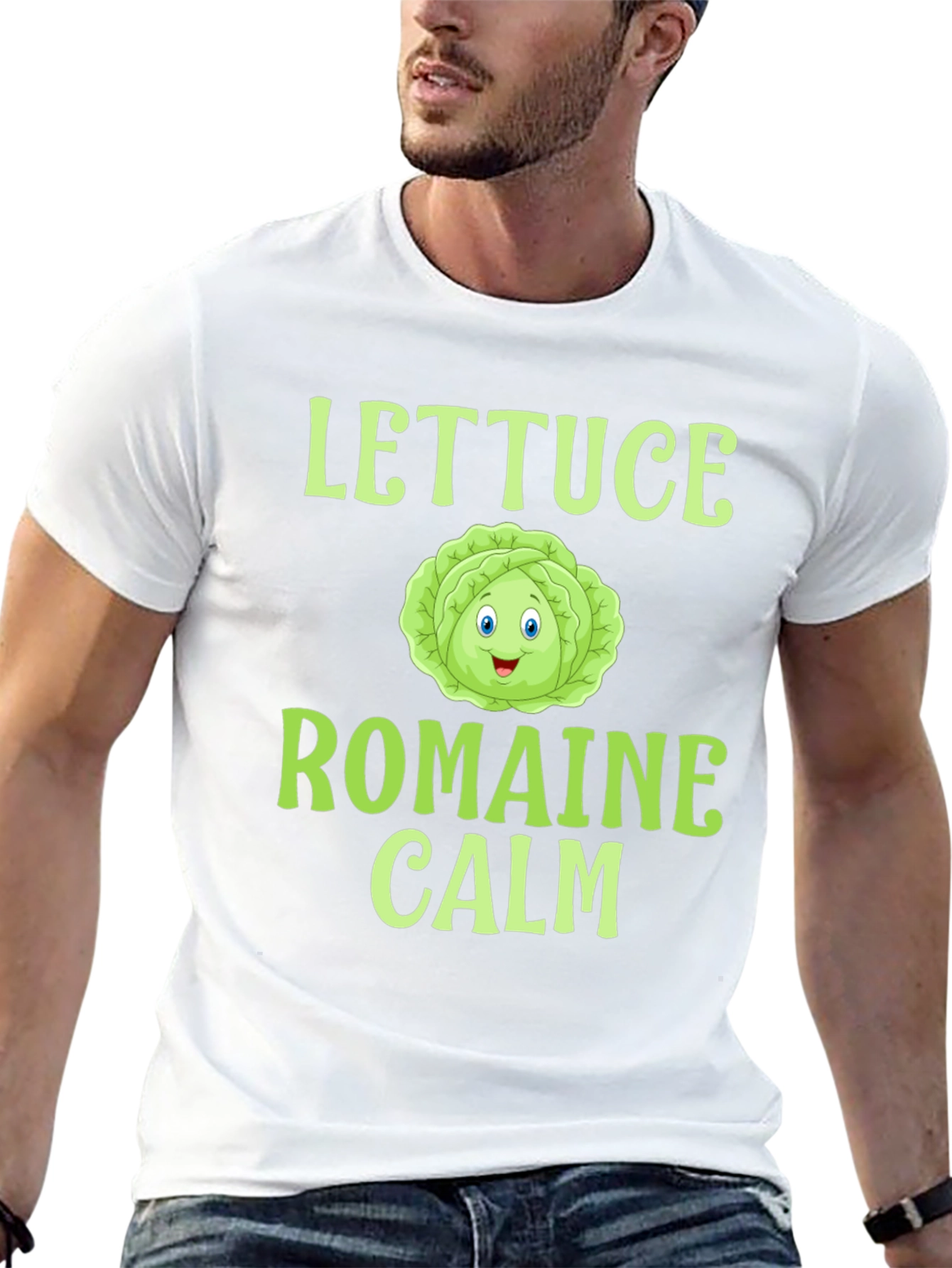 Lettuce Romaine Calm T-Shirt - Funny Food Pun Tee