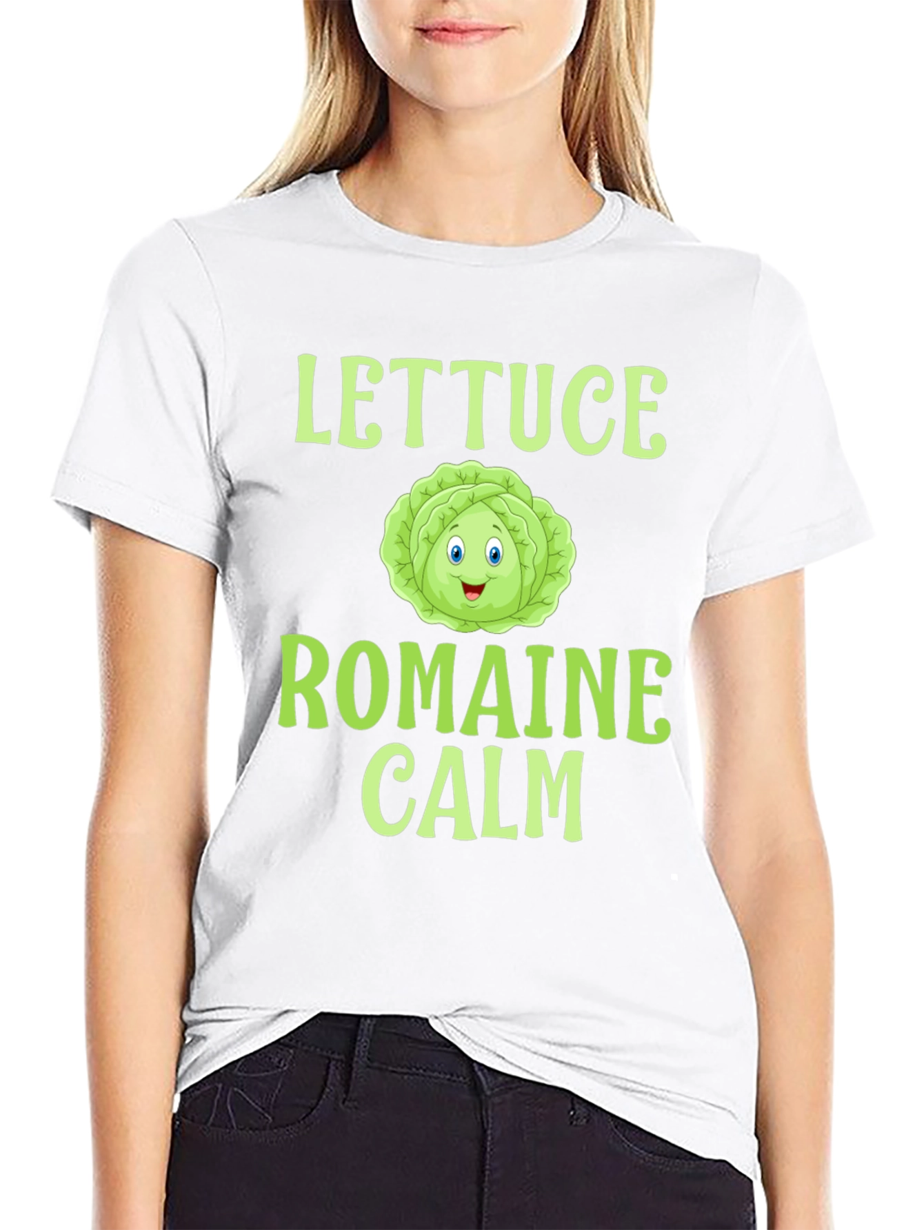 Lettuce Romaine Calm T-Shirt - Funny Food Pun Tee