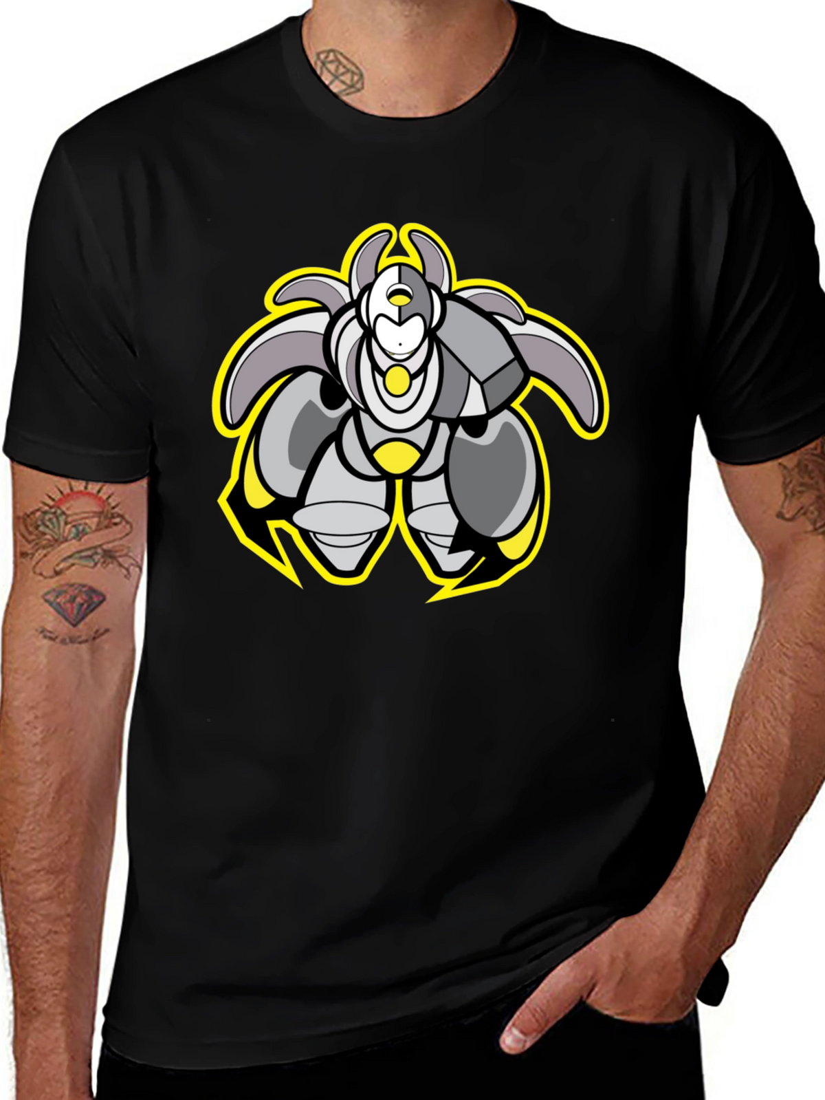 Cool Robot Graphic Black Tee