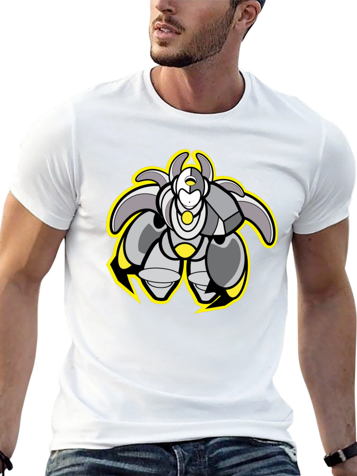 Cool Robot Graphic Black Tee