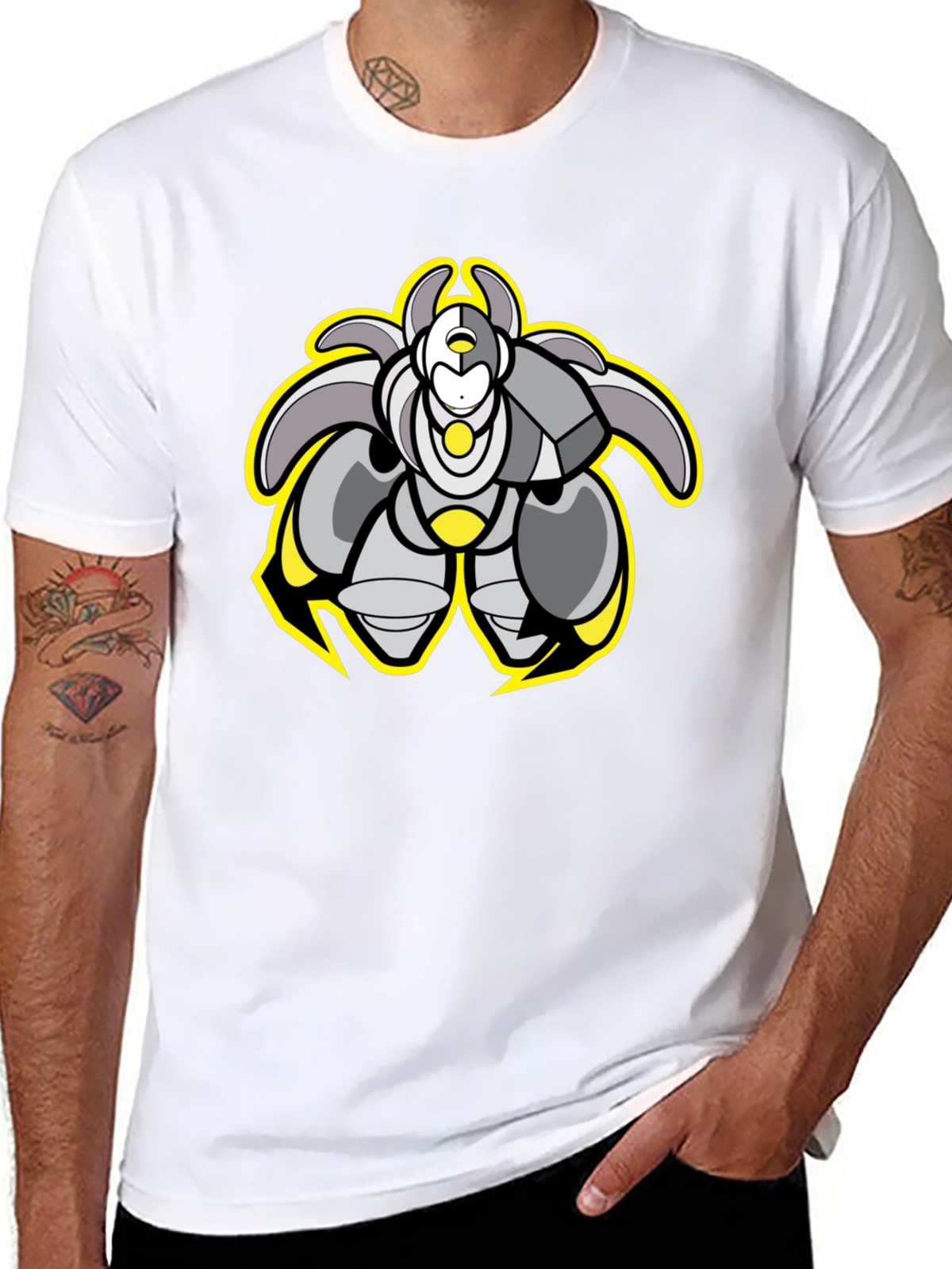 Cool Robot Graphic Black Tee