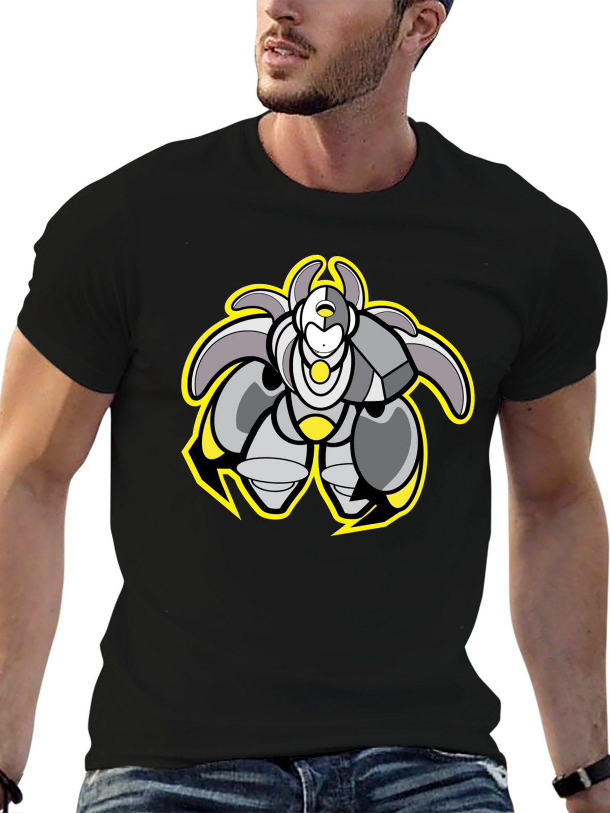 Cool Robot Graphic Black Tee