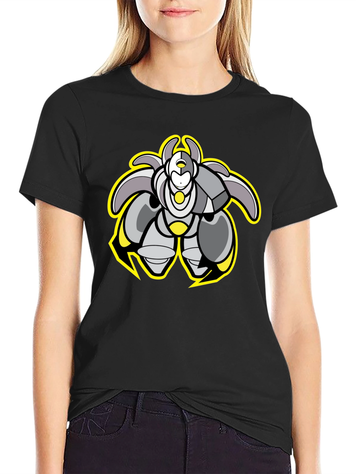 Cool Robot Graphic Black Tee