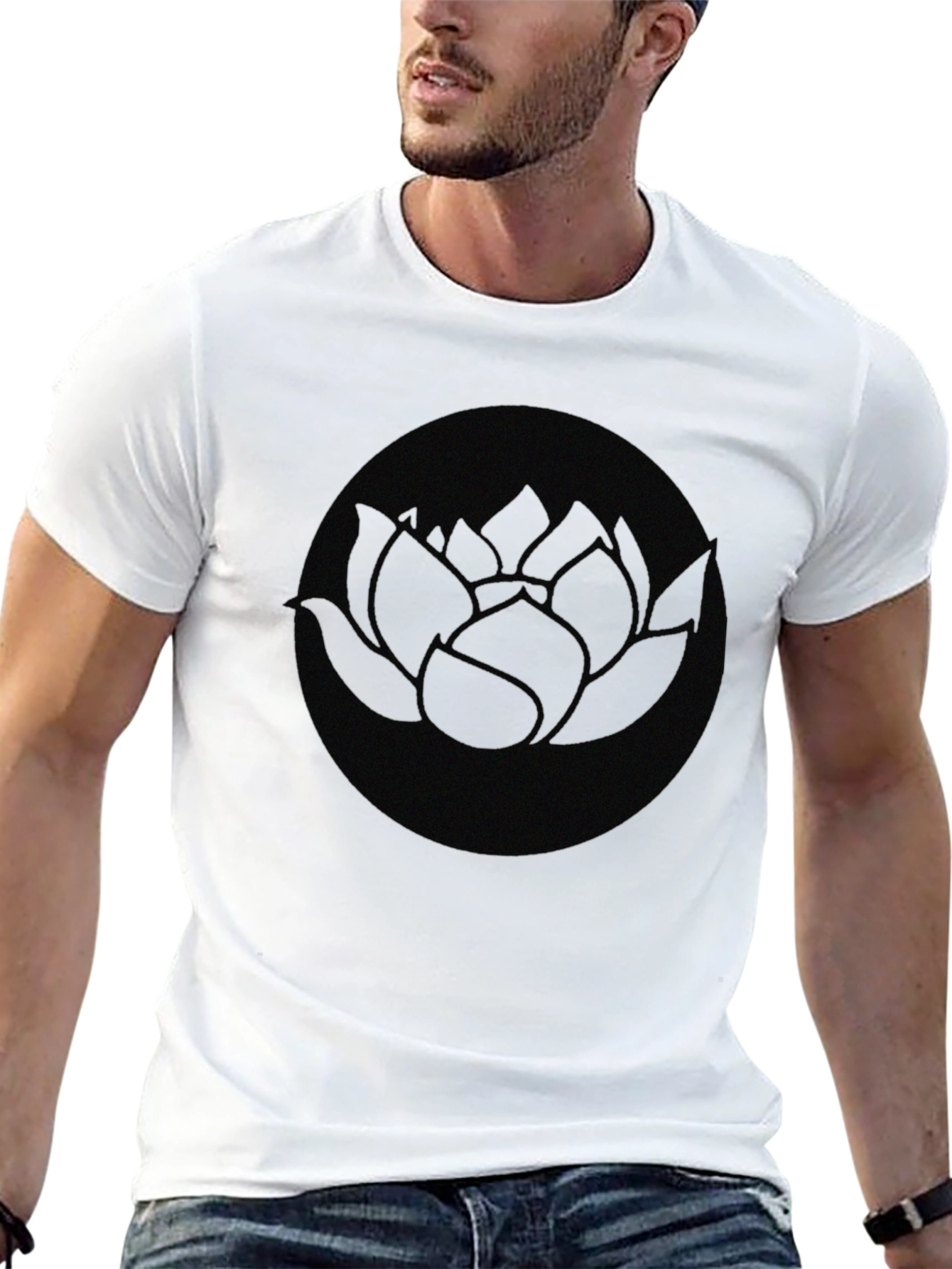 Lotus Circle Graphic Black T-Shirt