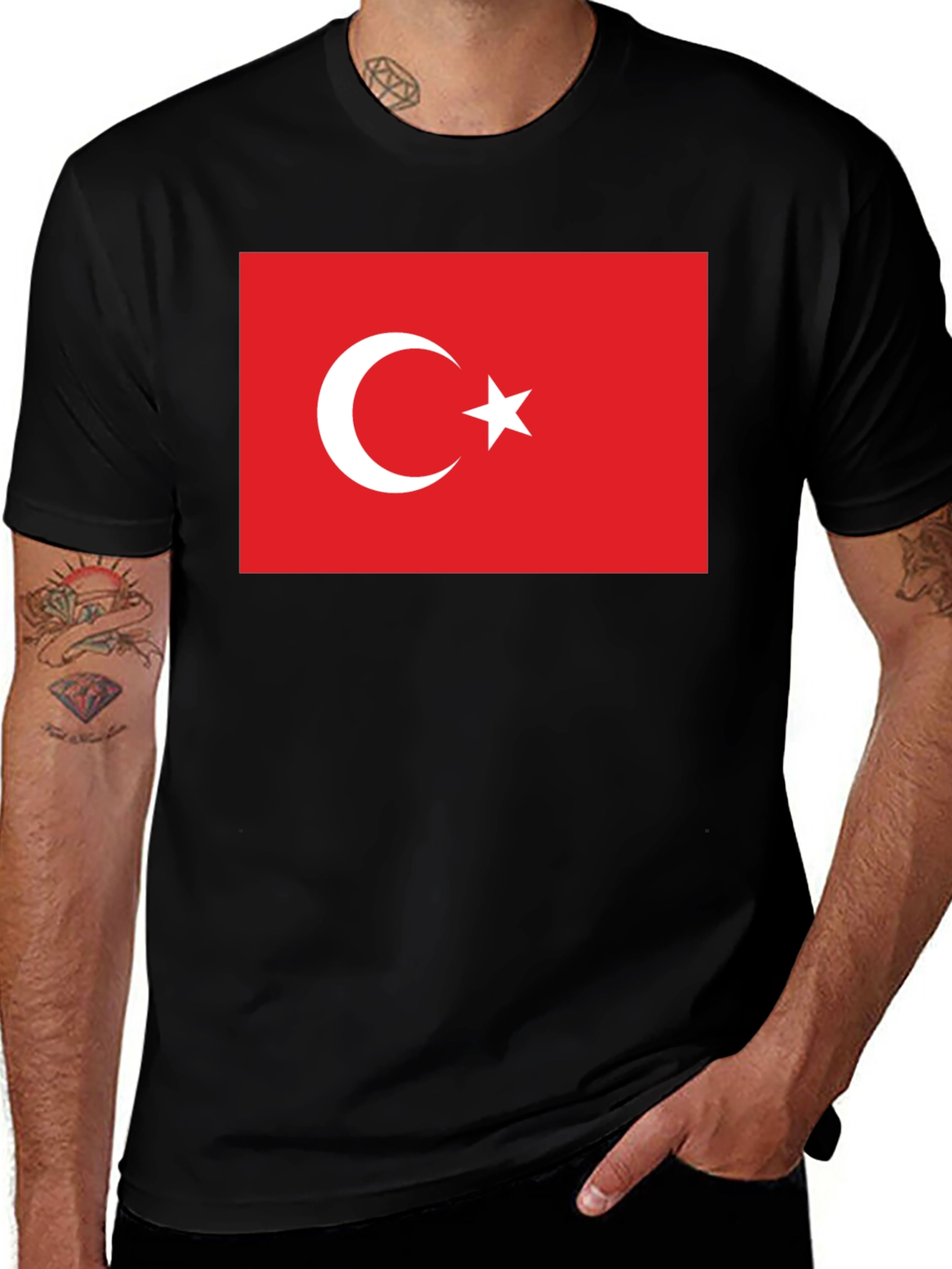 Turkey Flag Graphic Tee - Patriotic Crew Neck T-Shirt